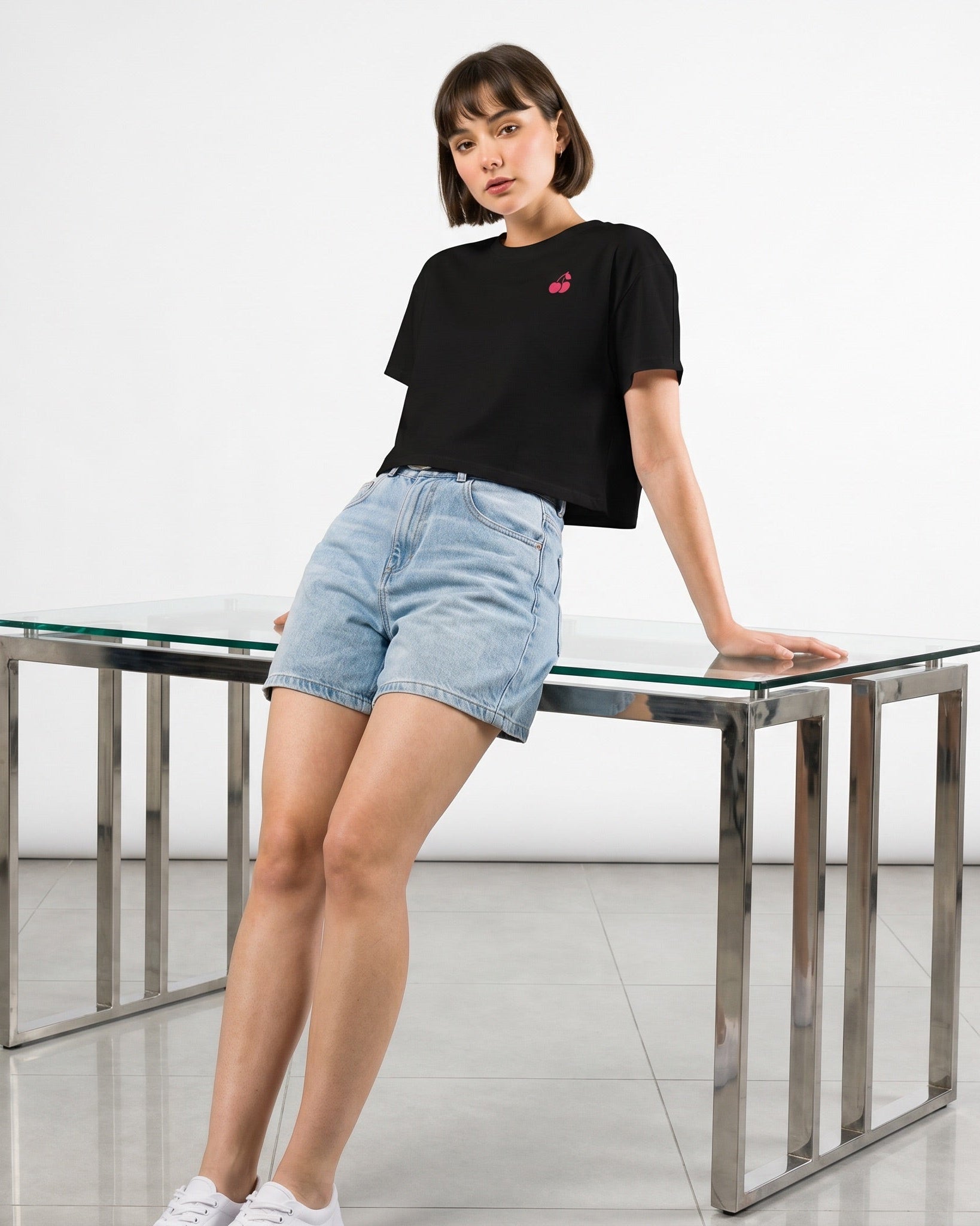 Jolly & Goode Crop Tops Black / XS A Little Something Extra Cherries Crop Top Cheeky British Style