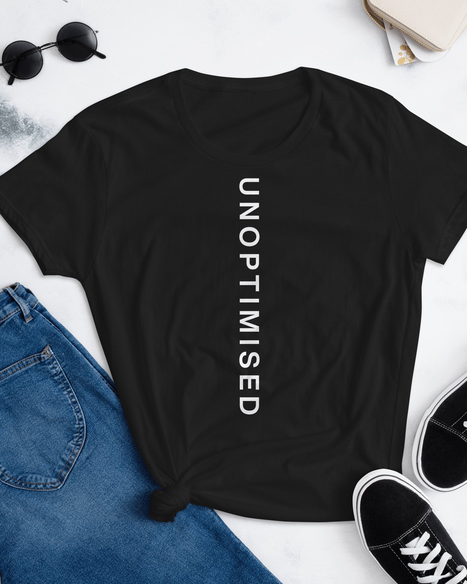 Our Unoptimised collection of apparel and gifts is for those of us who resist the endless pressure to optimise (or worse, optimize) every aspect of our quantified selves. Enjoy Unoptimised moments. Cheers.
