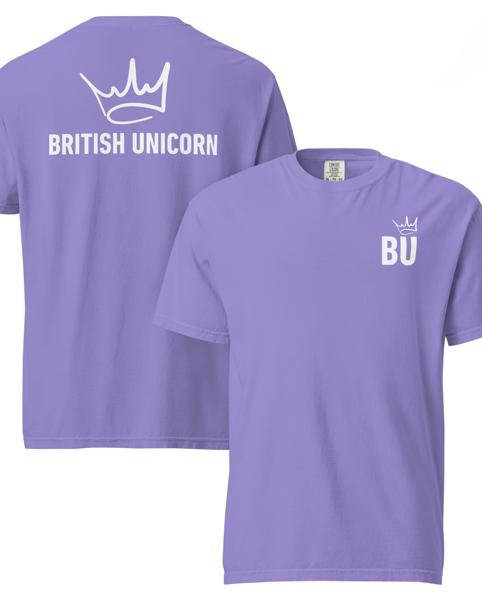British Unicorn | BU Crown | Garment-dyed Heavyweight Tee Violet / S Shirts & Tops Jolly & Goode