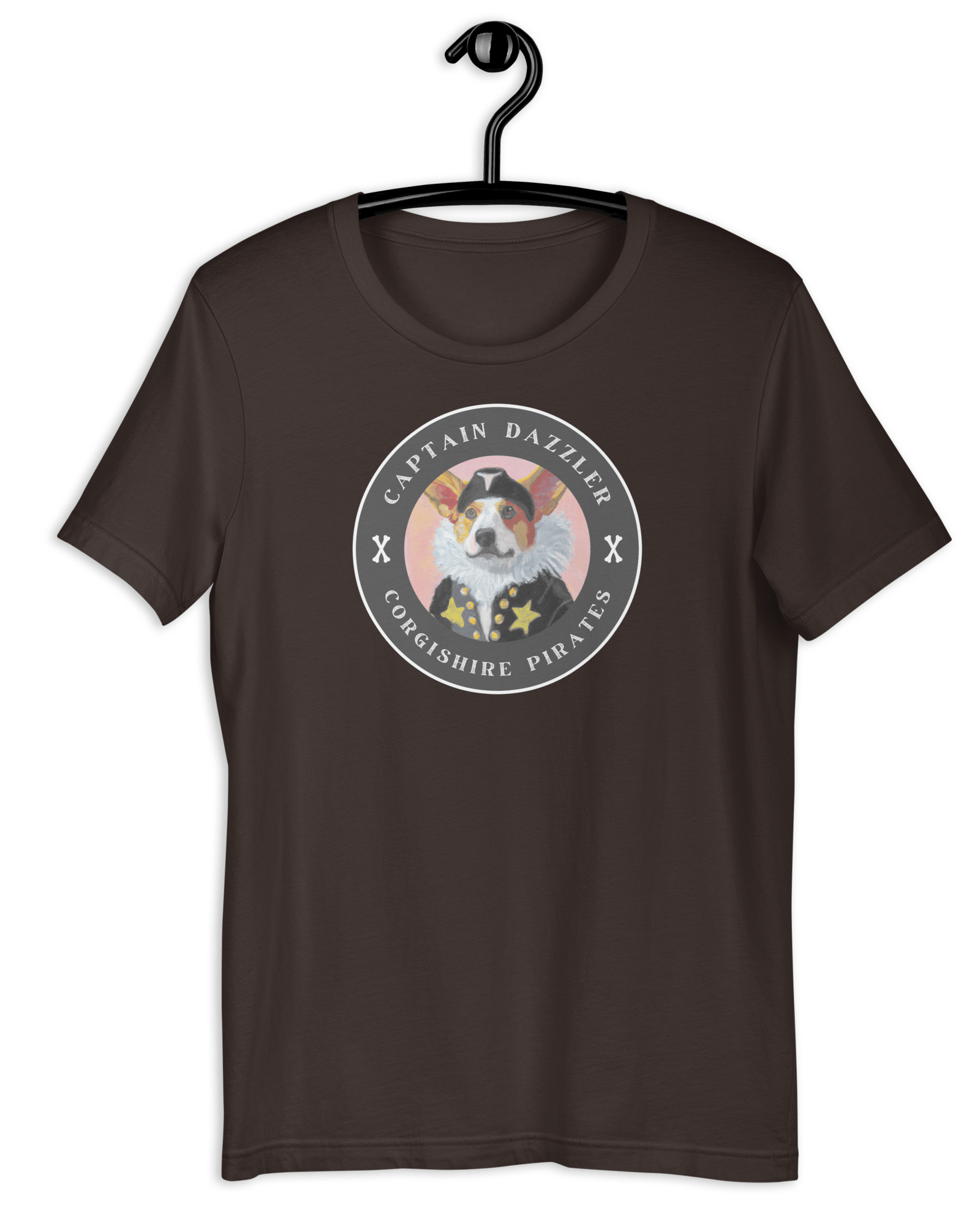 Captain Dazzler Corgishire Pirates T-shirt Brown / S Shirts & Tops Jolly & Goode