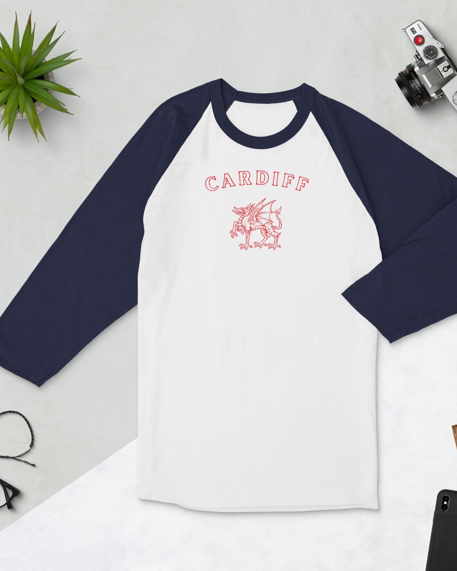 Cardiff Dragon 3/4 Sleeve Raglan Shirt.