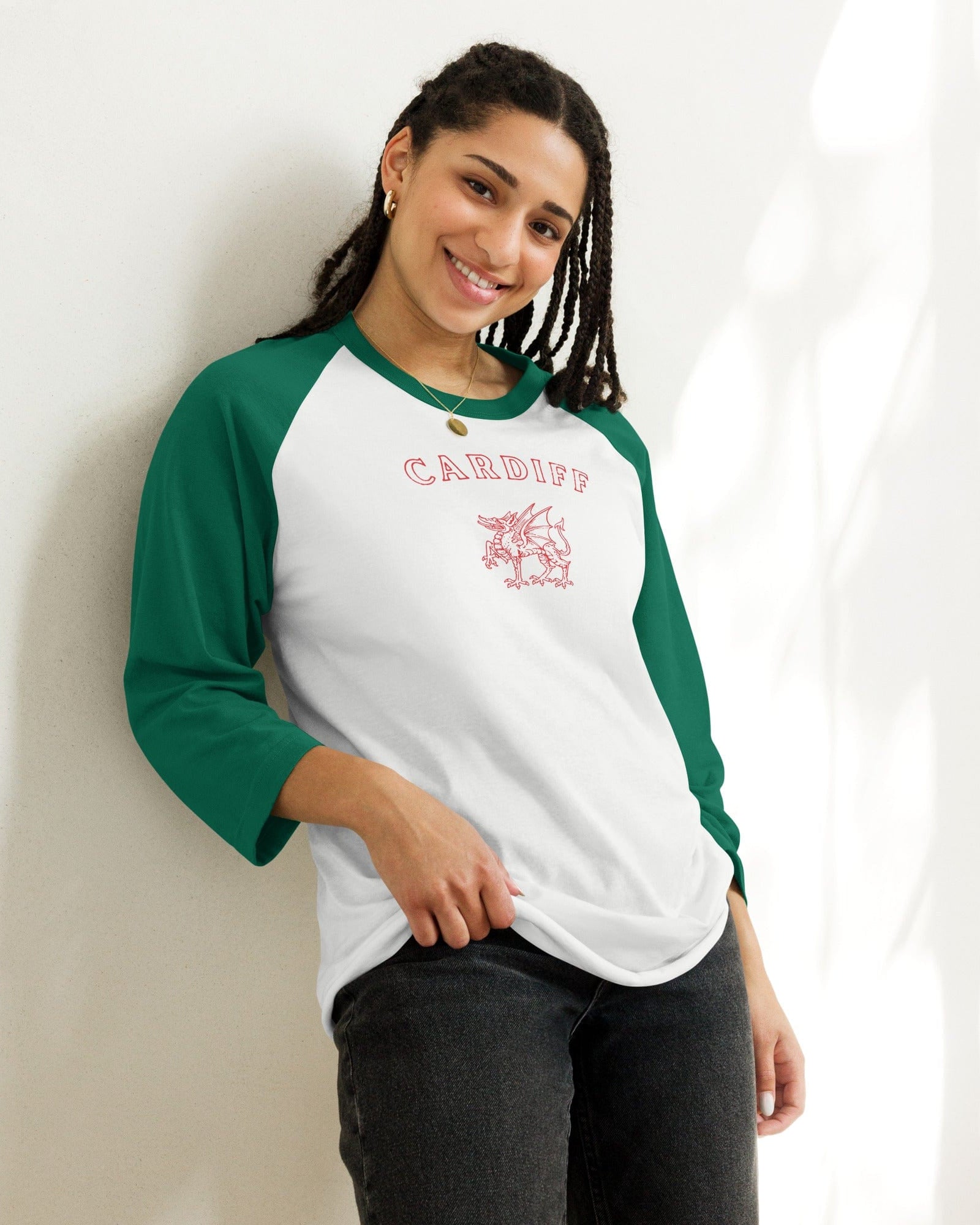 Cardiff Dragon 3/4 Sleeve Raglan Shirt.