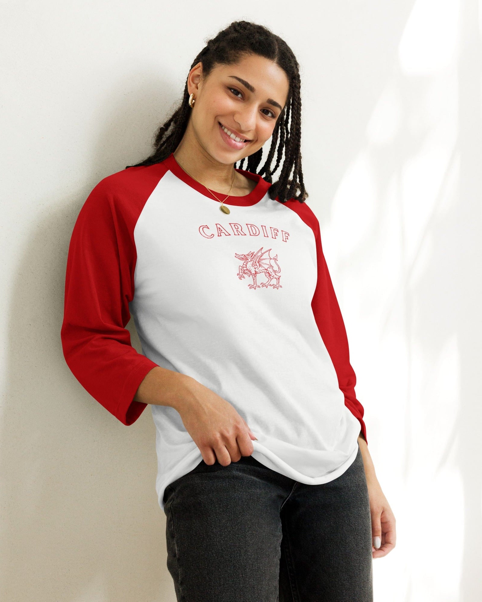 Cardiff Dragon 3/4 Sleeve Raglan Shirt.