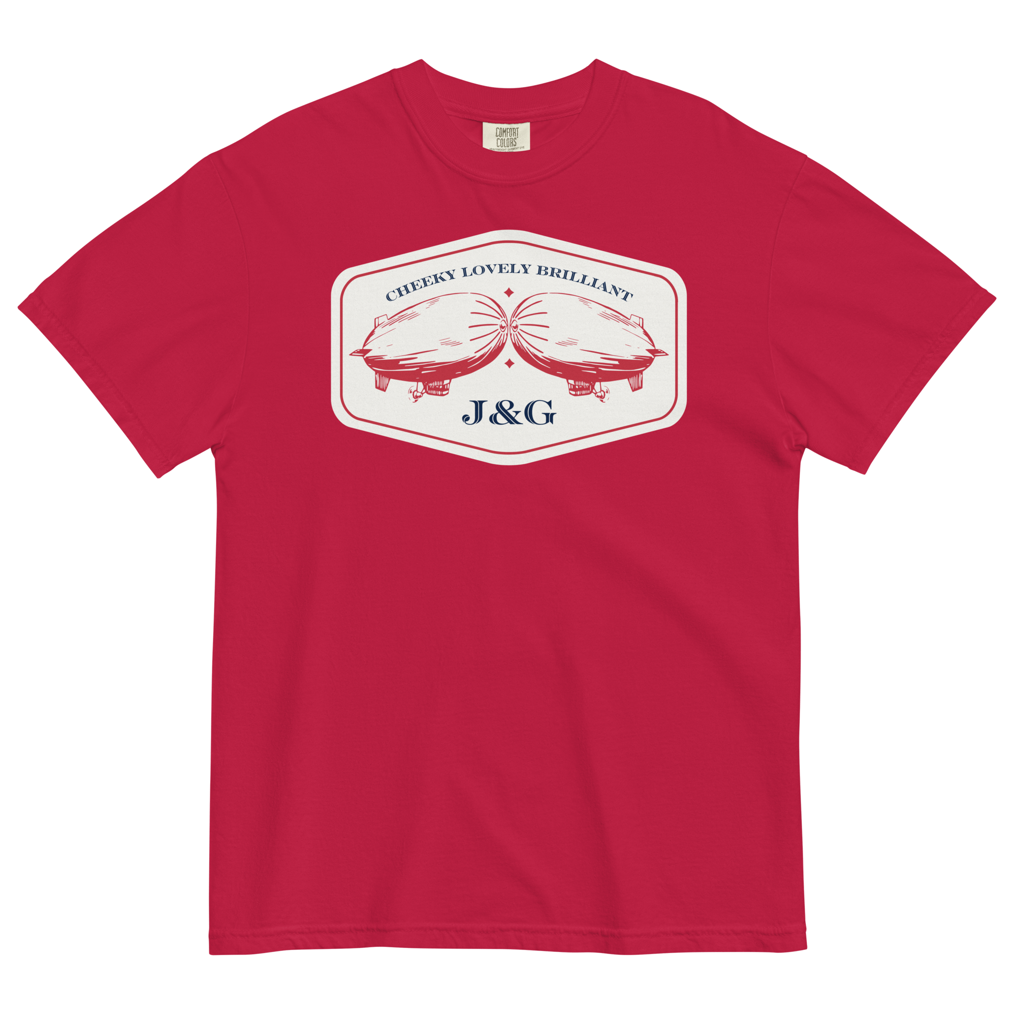 Cheeky Lovely Brilliant Airships T-shirt | Garment-Dyed Heavyweight Cotton Red / S Shirts & Tops Jolly & Goode