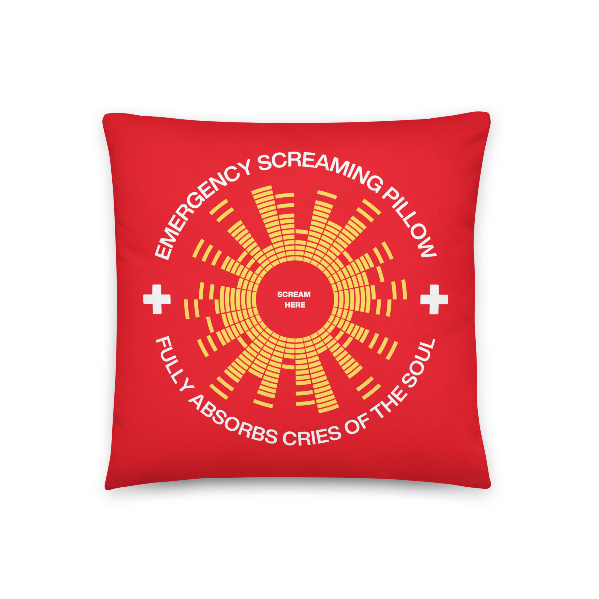 Emergency Screaming Pillow in Safety Red 18″×18″ Pillow Jolly & Goode