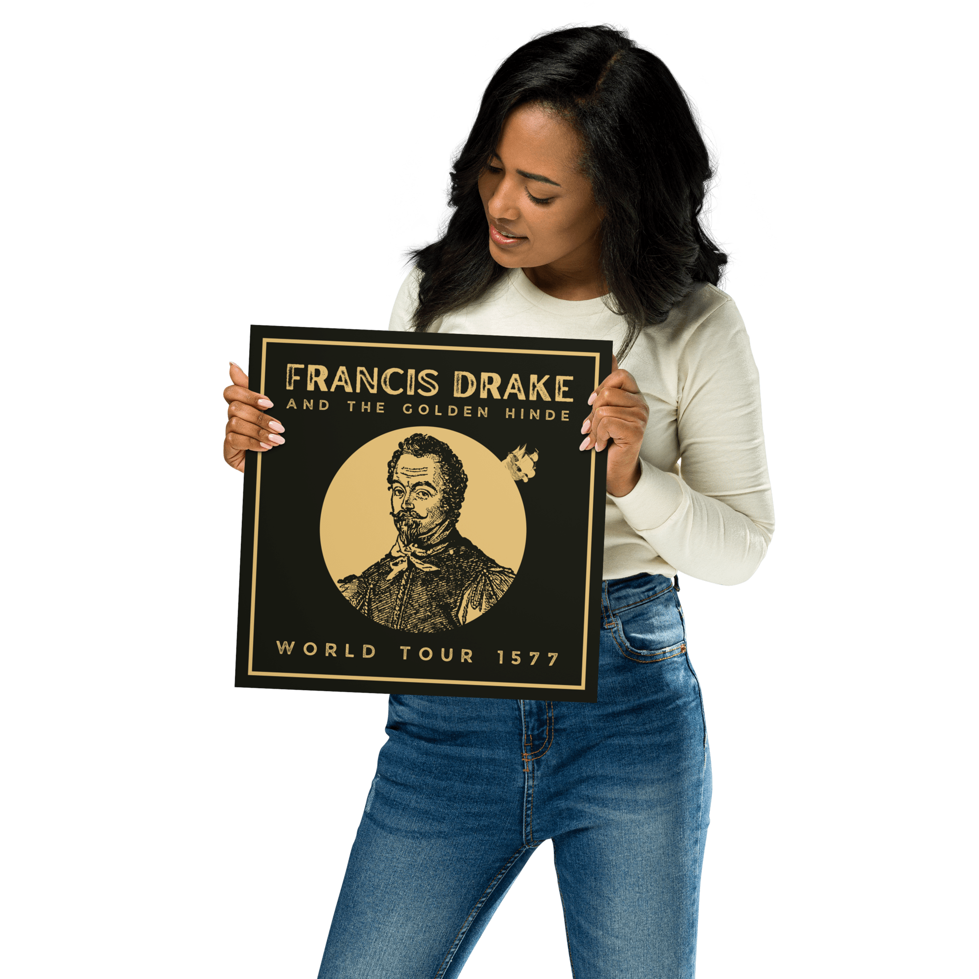Francis Drake and The Golden Hinde World Tour Poster 12″×12″ Posters, Prints, & Visual Artwork Jolly & Goode