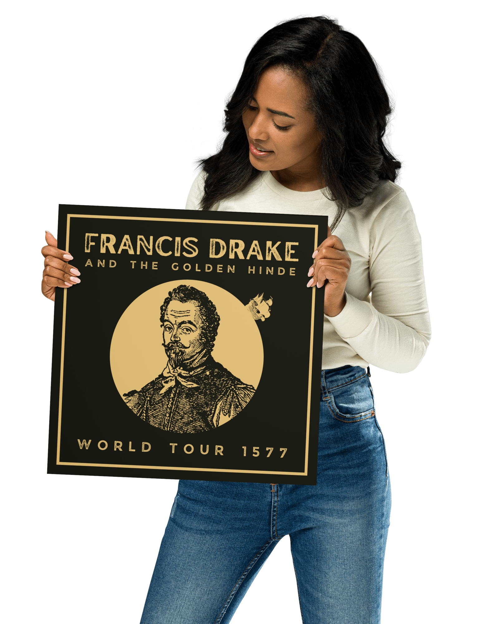 Francis Drake and The Golden Hinde World Tour Poster 14″×14″ Posters, Prints, & Visual Artwork Jolly & Goode