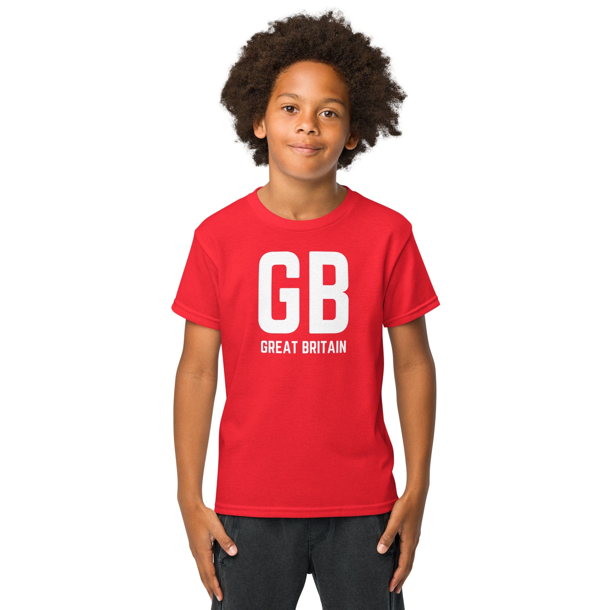 GB Great Britain T-shirt with Small Union Jack on The Back | Athletic Youth Tee.