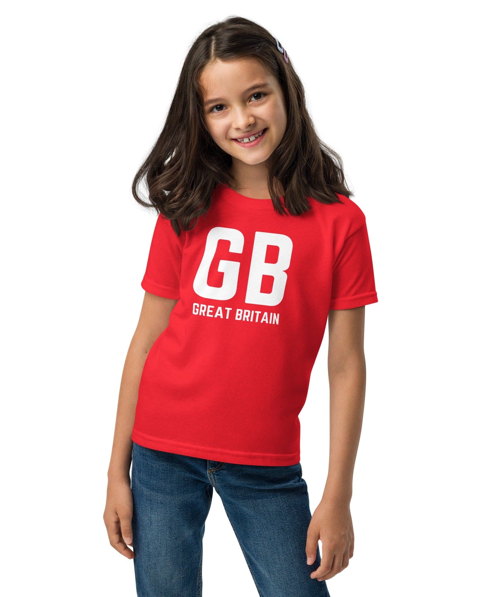 GB Great Britain T-shirt with Small Union Jack on The Back | Athletic Youth Tee.
