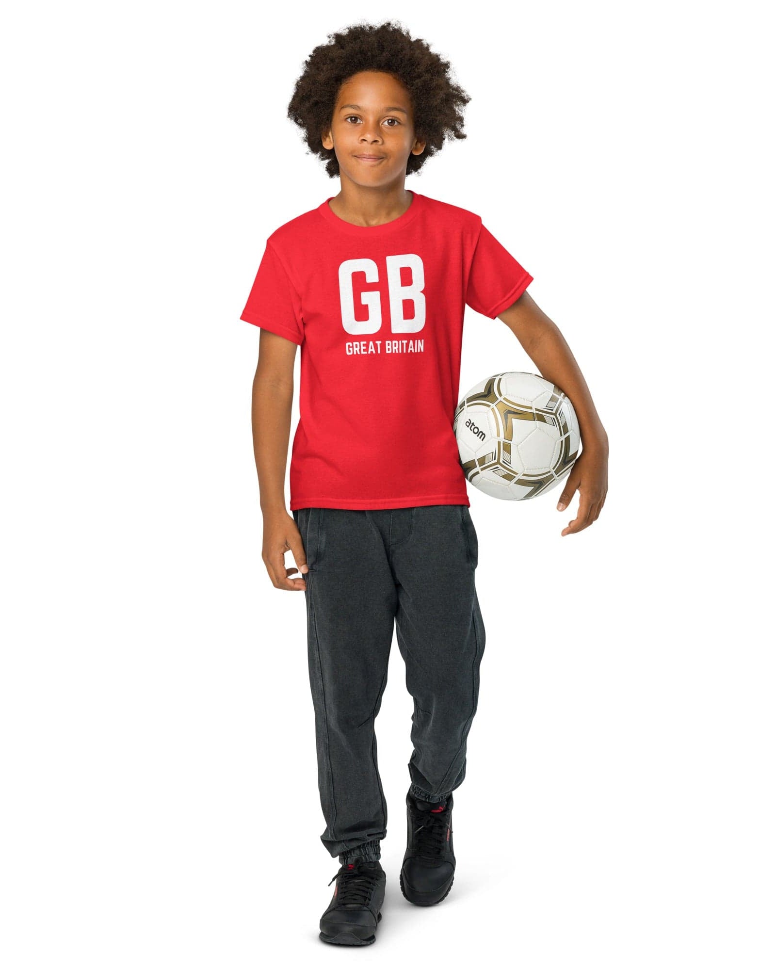 GB Great Britain T-shirt with Small Union Jack on The Back | Athletic Youth Tee.