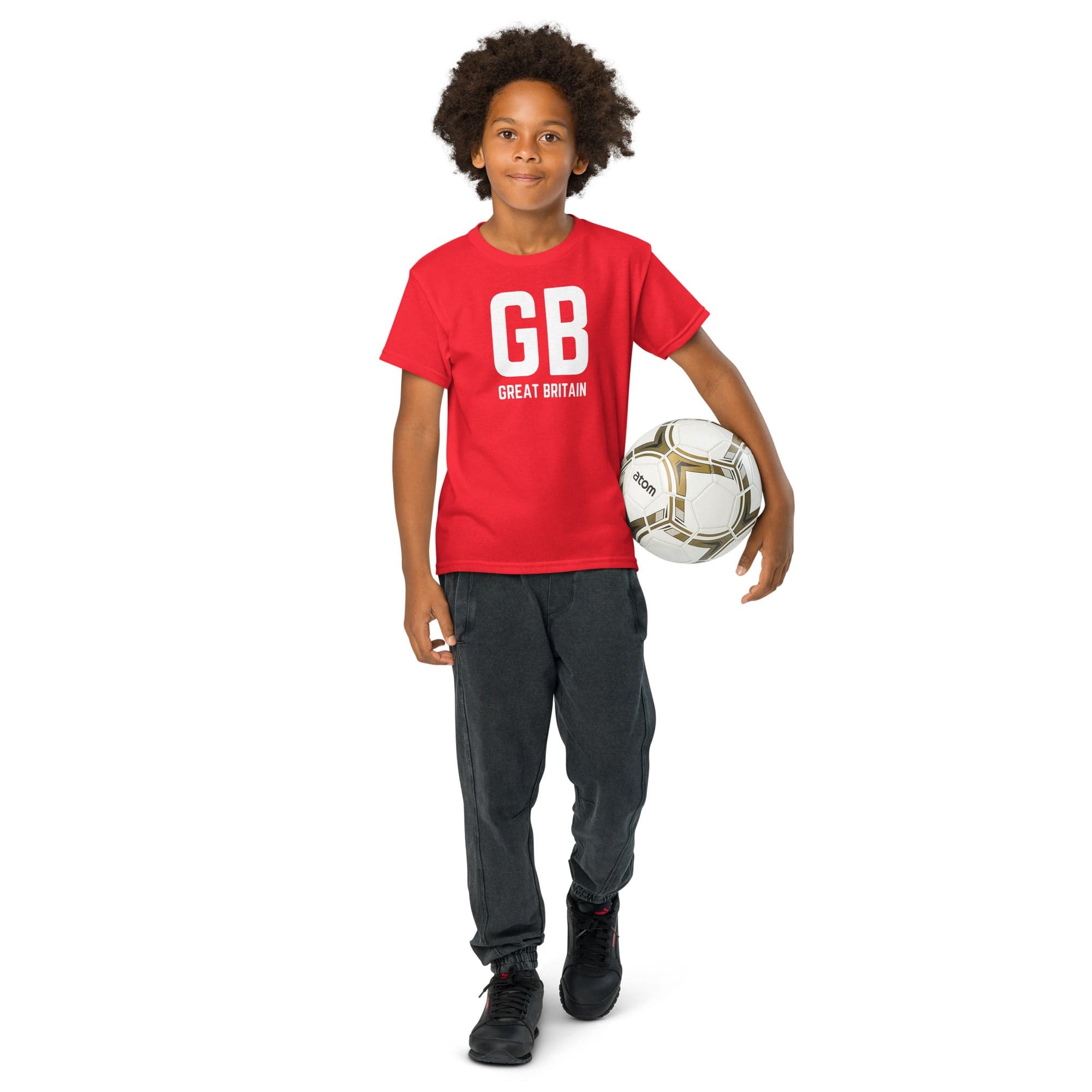 GB Great Britain T-shirt with Small Union Jack on The Back | Athletic Youth Tee.
