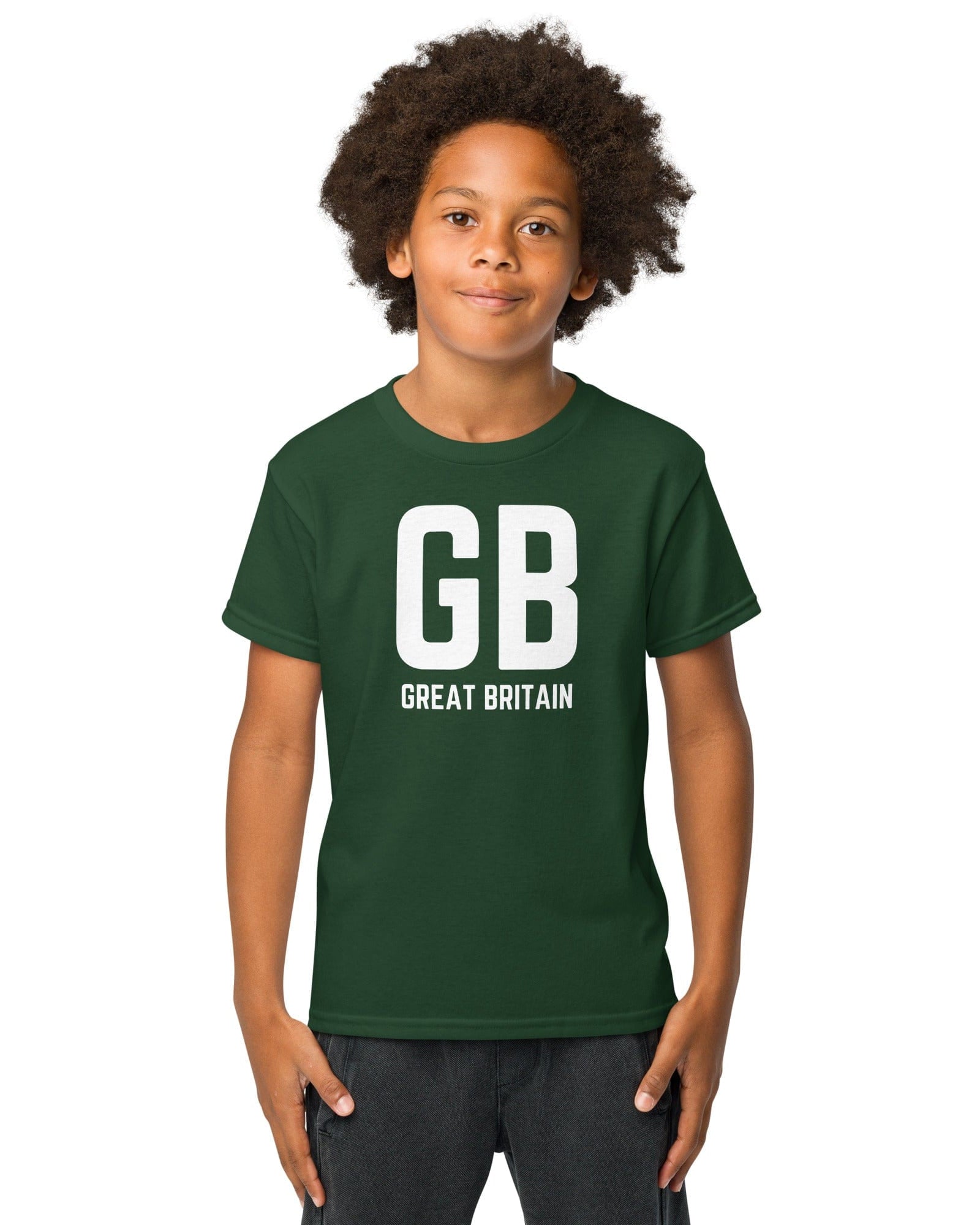 GB Great Britain T-shirt with Small Union Jack on The Back | Athletic Youth Tee.