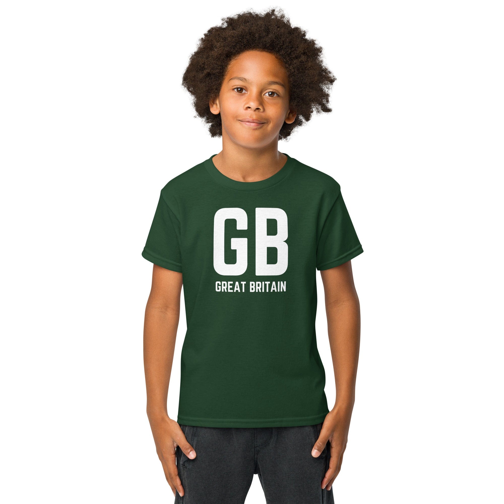 GB Great Britain T-shirt with Small Union Jack on The Back | Athletic Youth Tee.