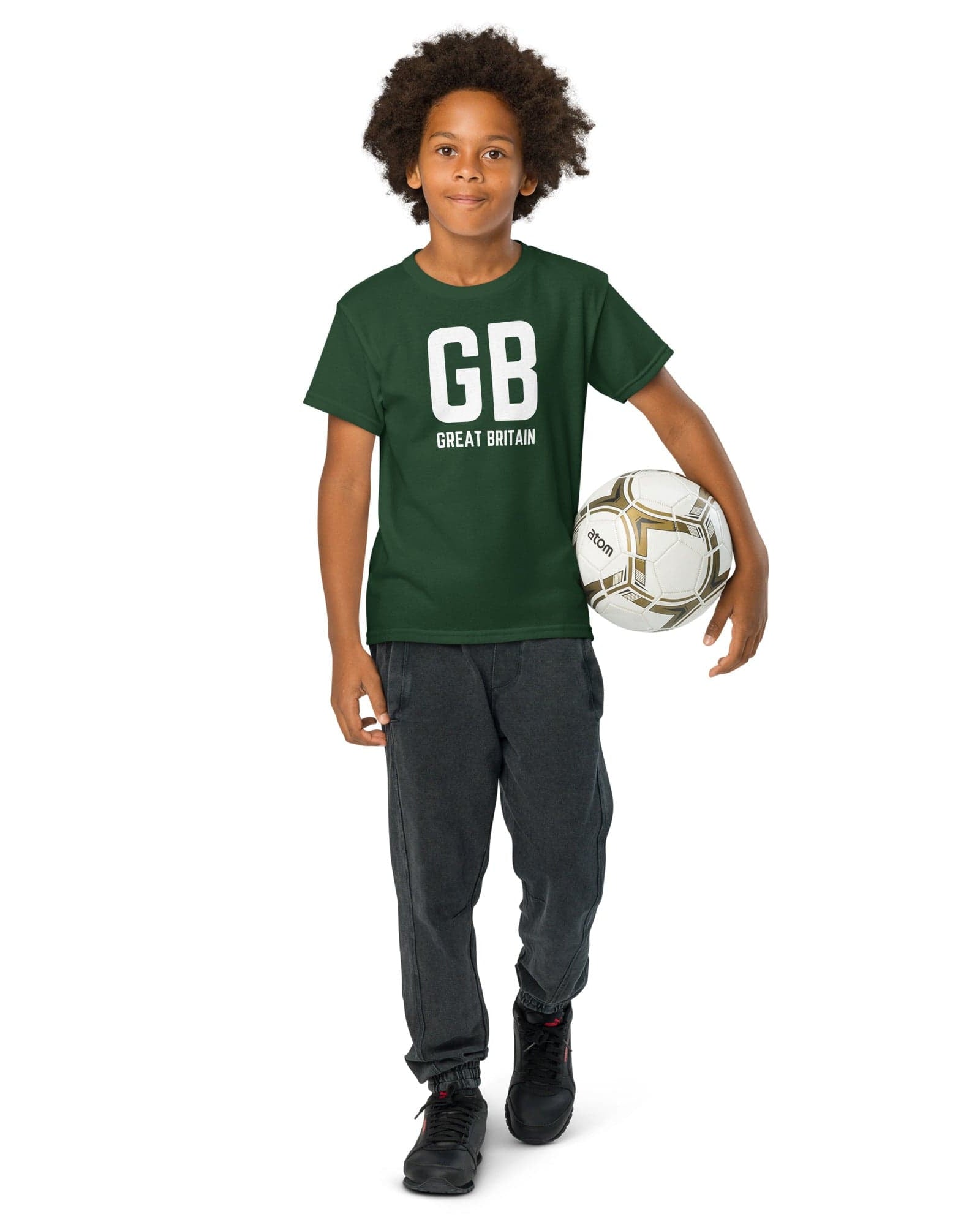 GB Great Britain T-shirt with Small Union Jack on The Back | Athletic Youth Tee.