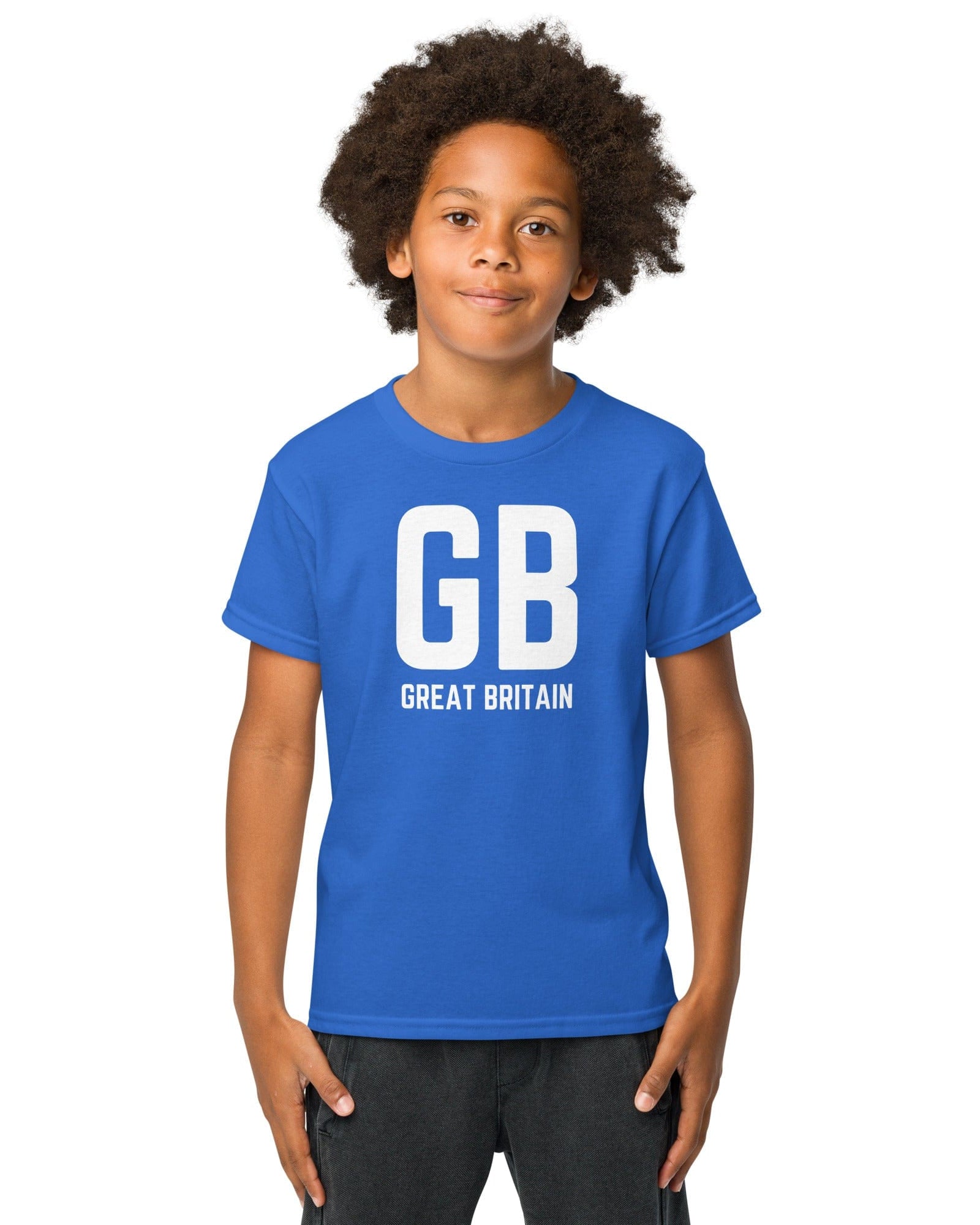 GB Great Britain T-shirt with Small Union Jack on The Back | Athletic Youth Tee kids shirts Jolly & Goode