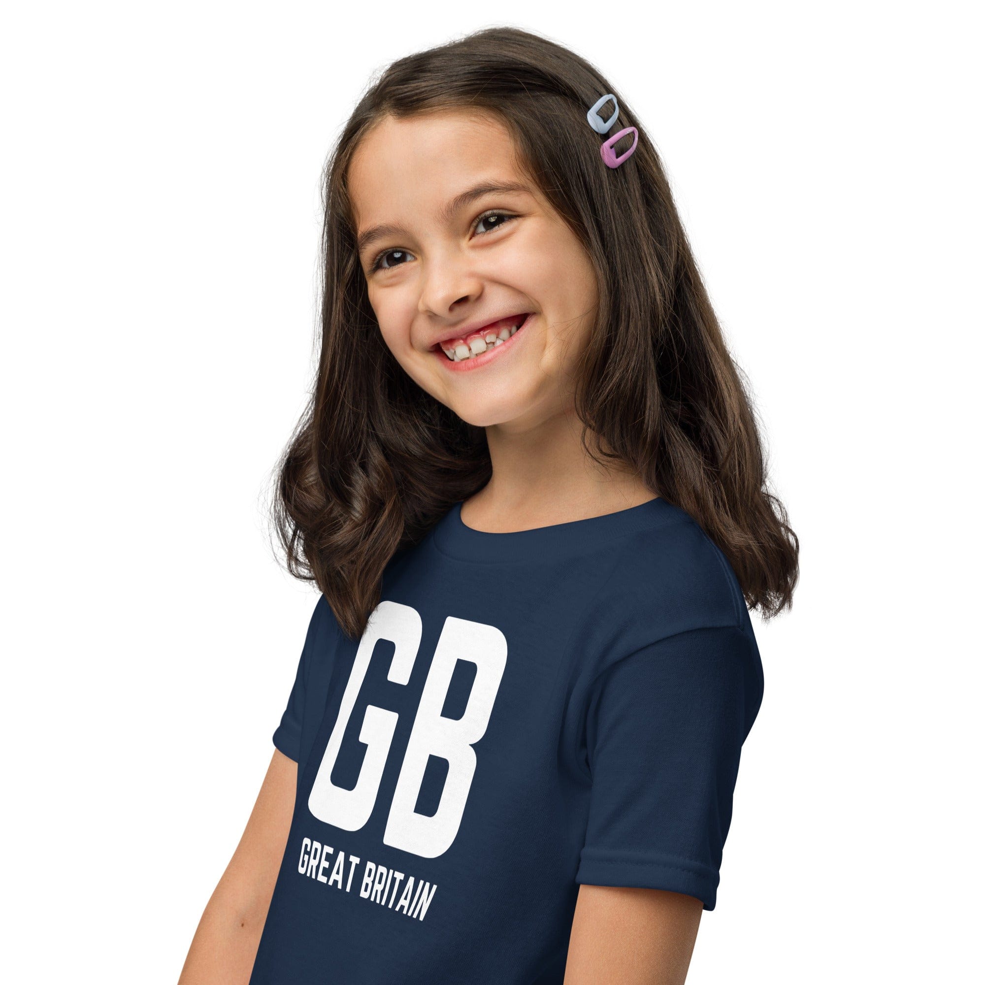 GB Great Britain T-shirt with Small Union Jack on The Back | Athletic Youth Tee.