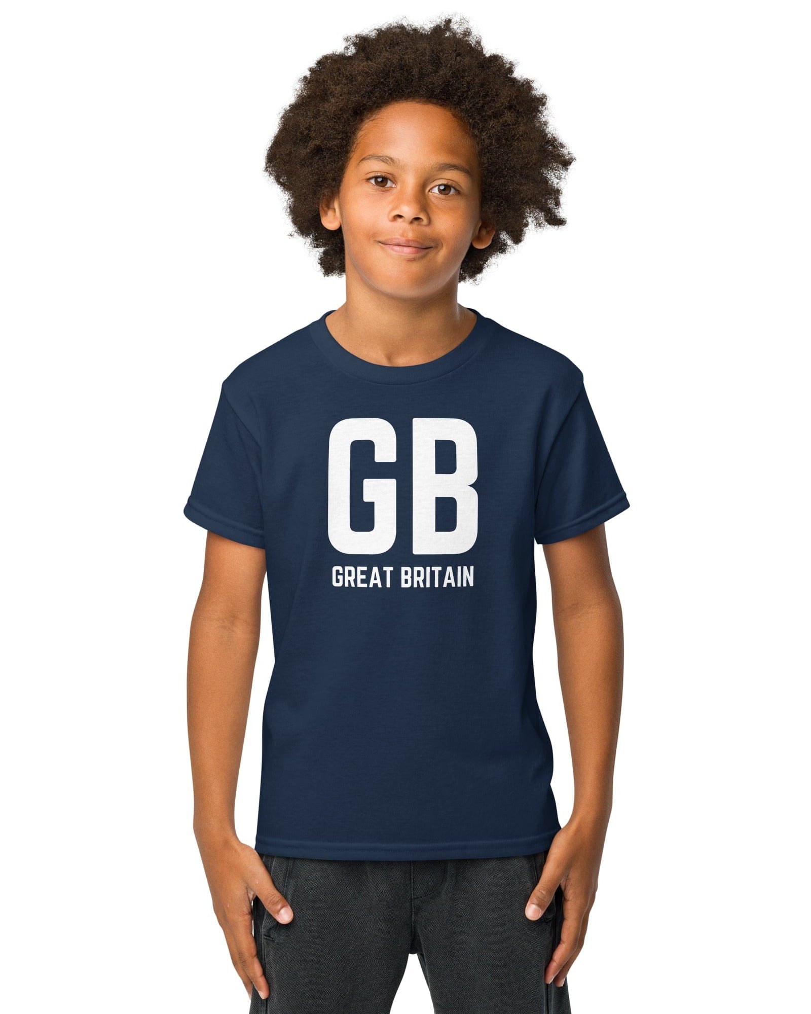 GB Great Britain T-shirt with Small Union Jack on The Back | Athletic Youth Tee.