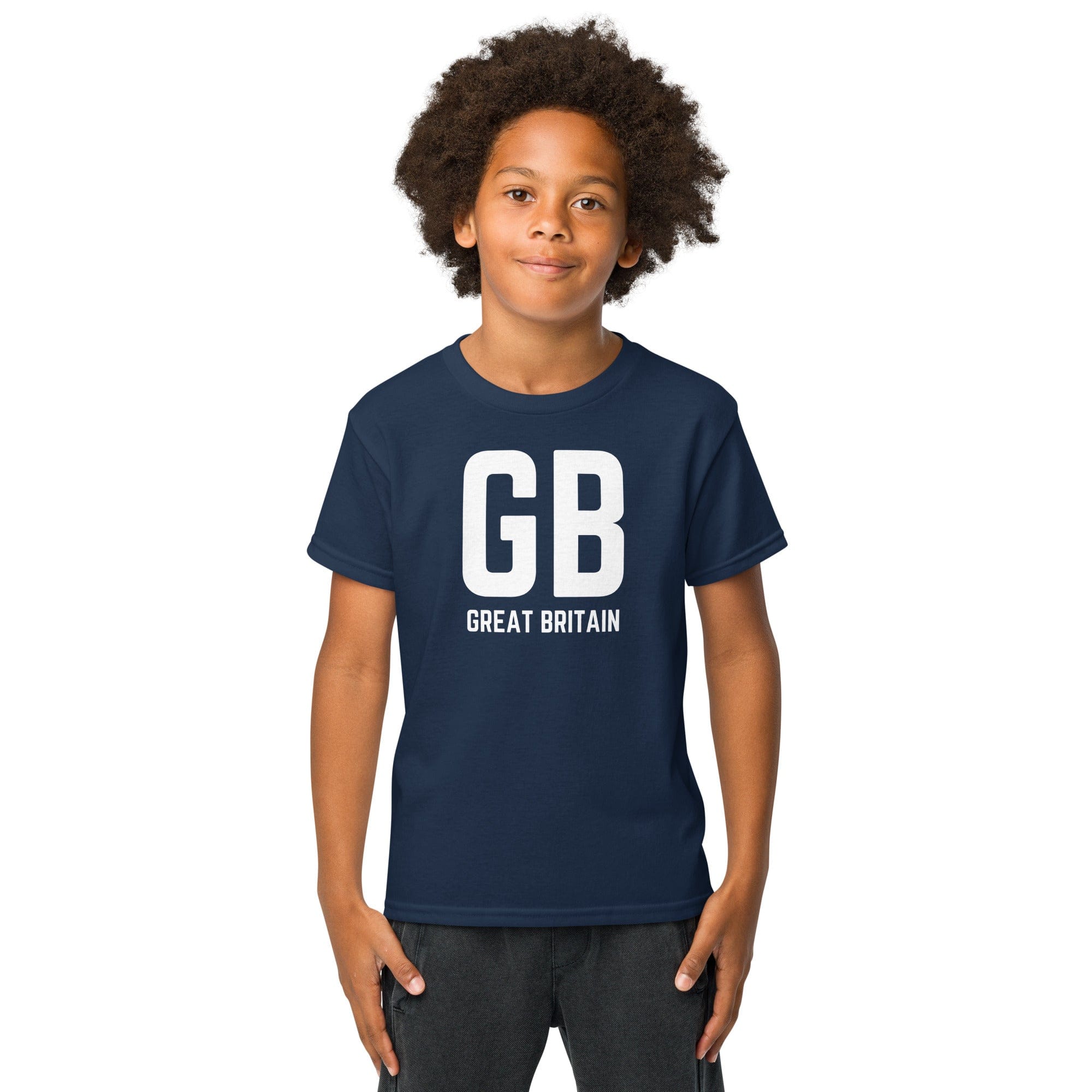 GB Great Britain T-shirt with Small Union Jack on The Back | Athletic Youth Tee.