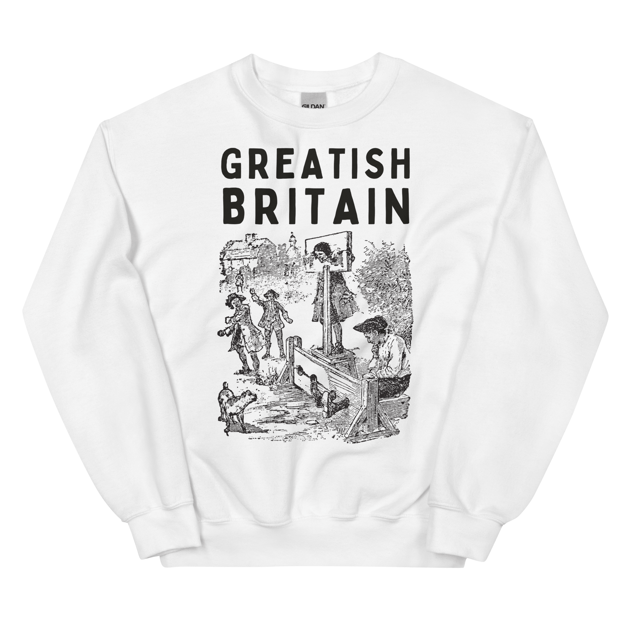 Greatish Britain Pillory Sweatshirt | Unisex White / S Sweatshirt Jolly & Goode