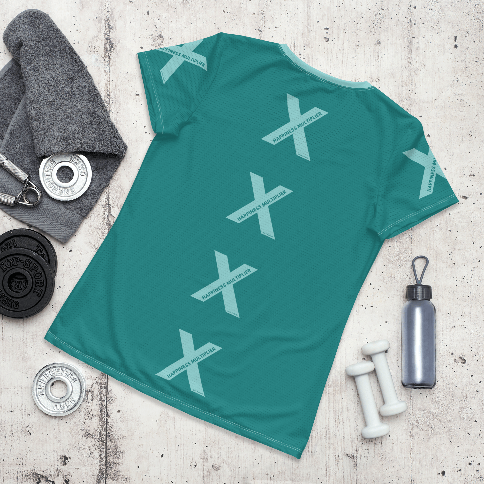 Jolly & Goode Activewear Happiness Multiplier Call to Arms Women's Athletic Shirt Cool Cheeky British Style