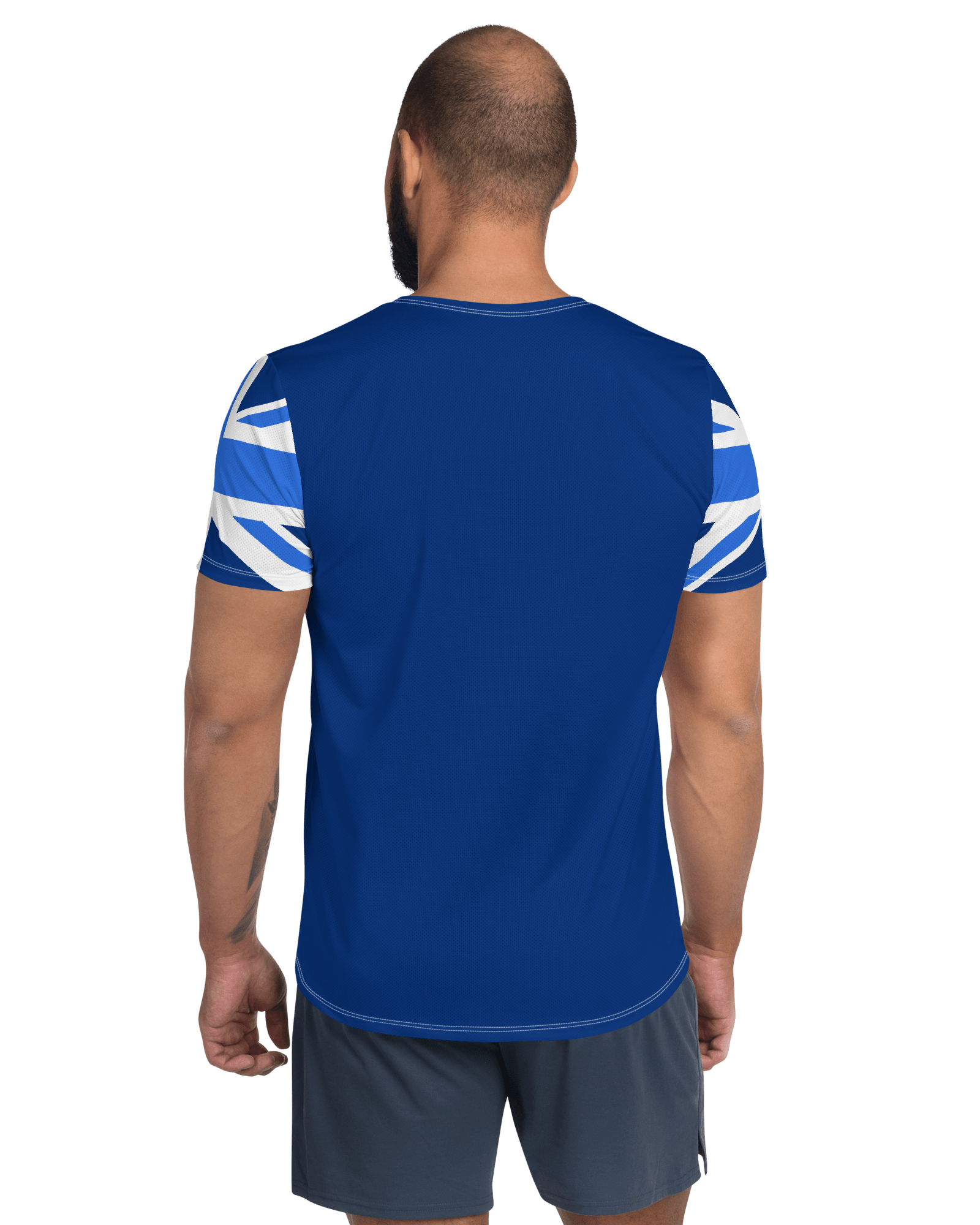 Jolly & Goode Activewear Union Jack Men's Workout Shirt | Blue Cheeky British Style