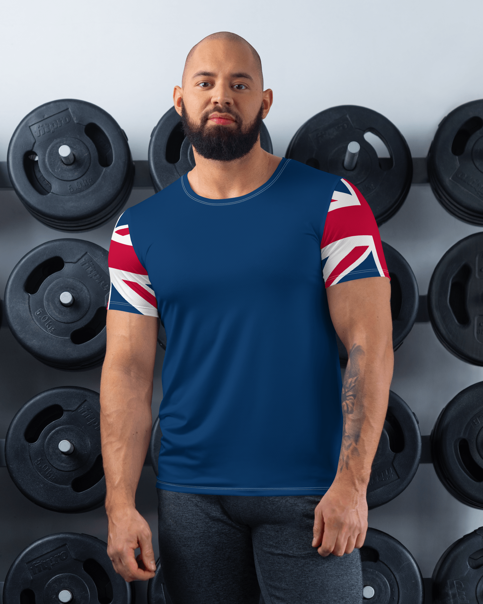 Jolly & Goode Activewear Union Jack Men's Workout Shirt Cheeky British Style