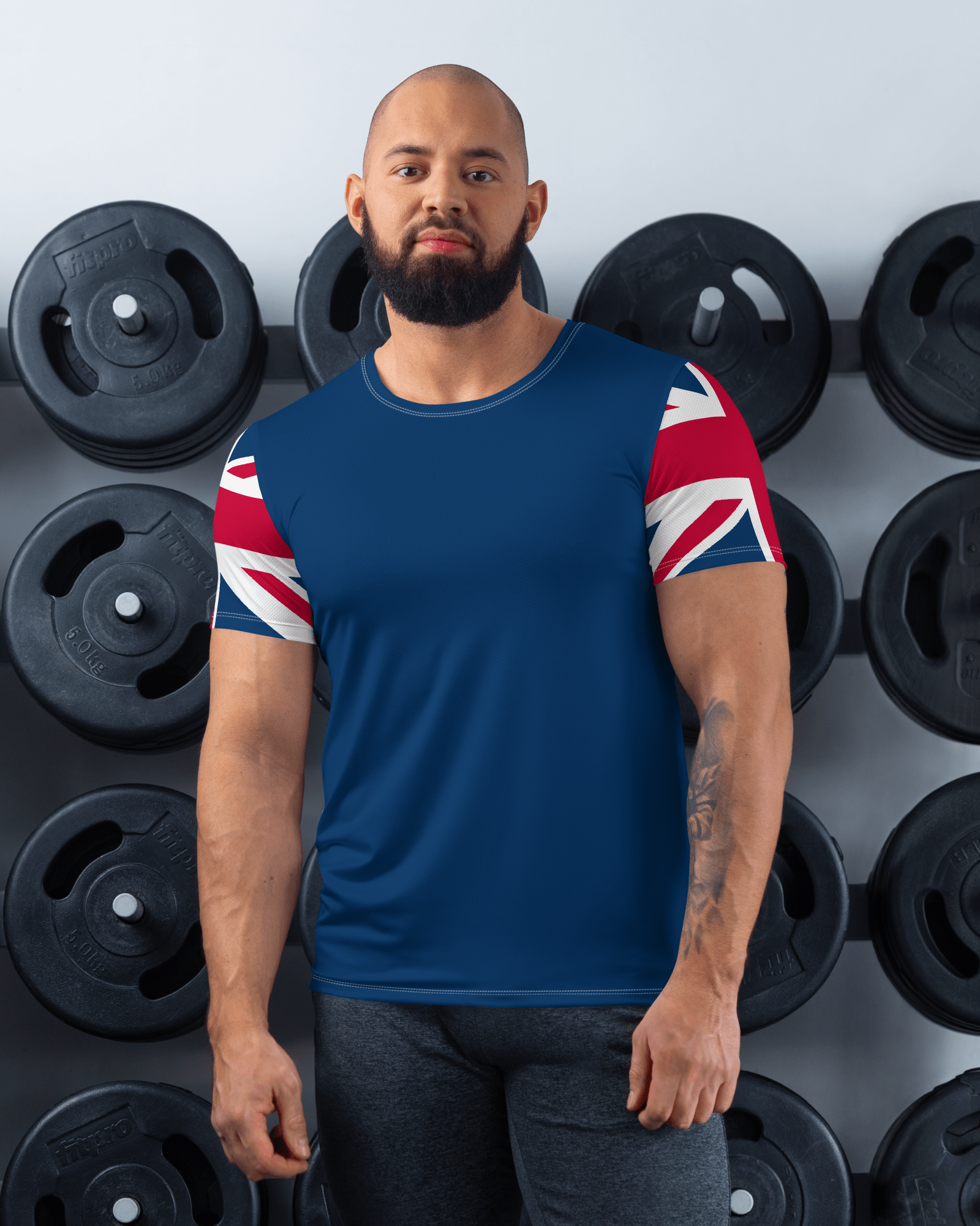 Jolly & Goode Activewear Union Jack Men's Workout Shirt Cheeky British Style