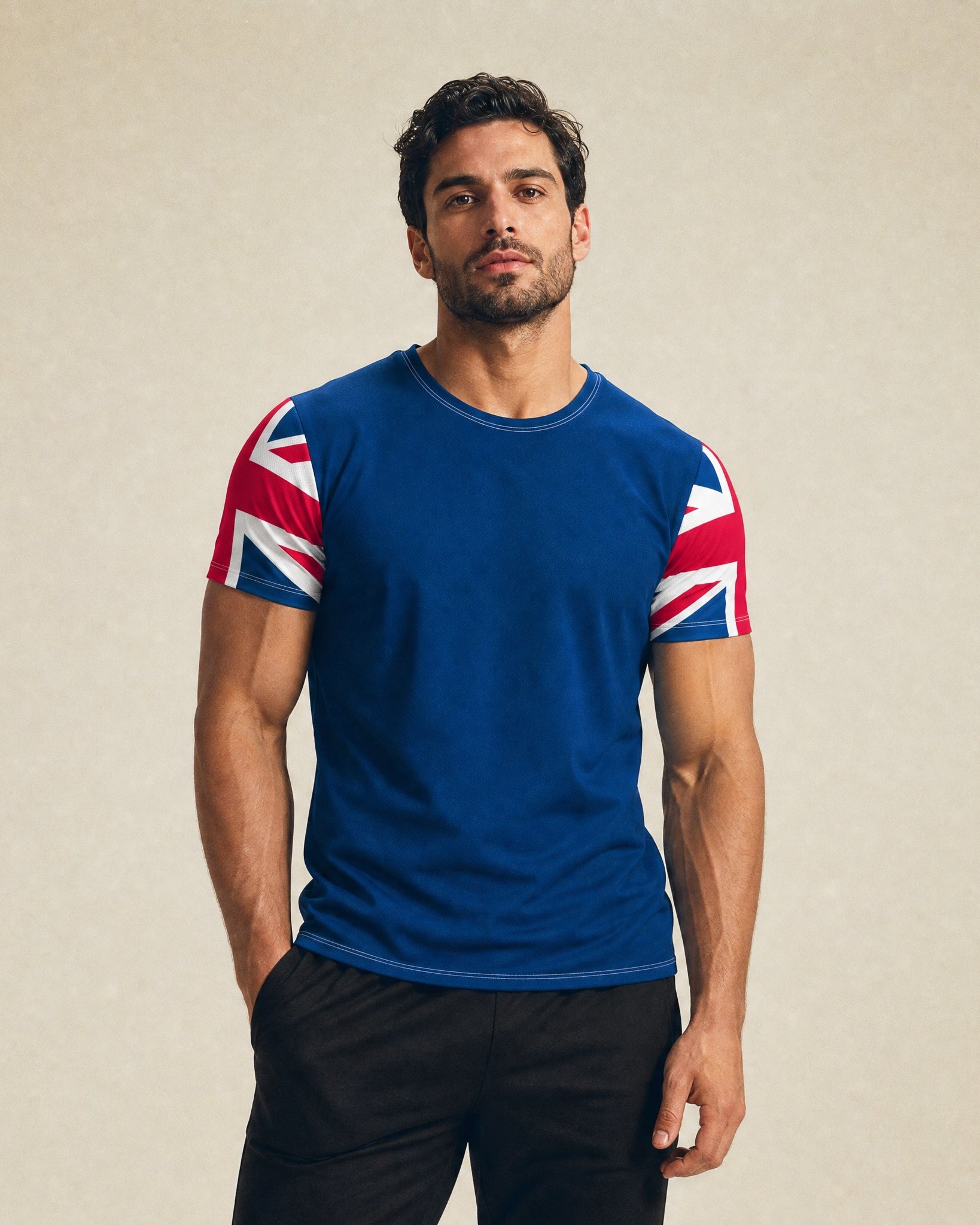 Jolly & Goode Activewear Union Jack Men's Workout Shirt Cheeky British Style