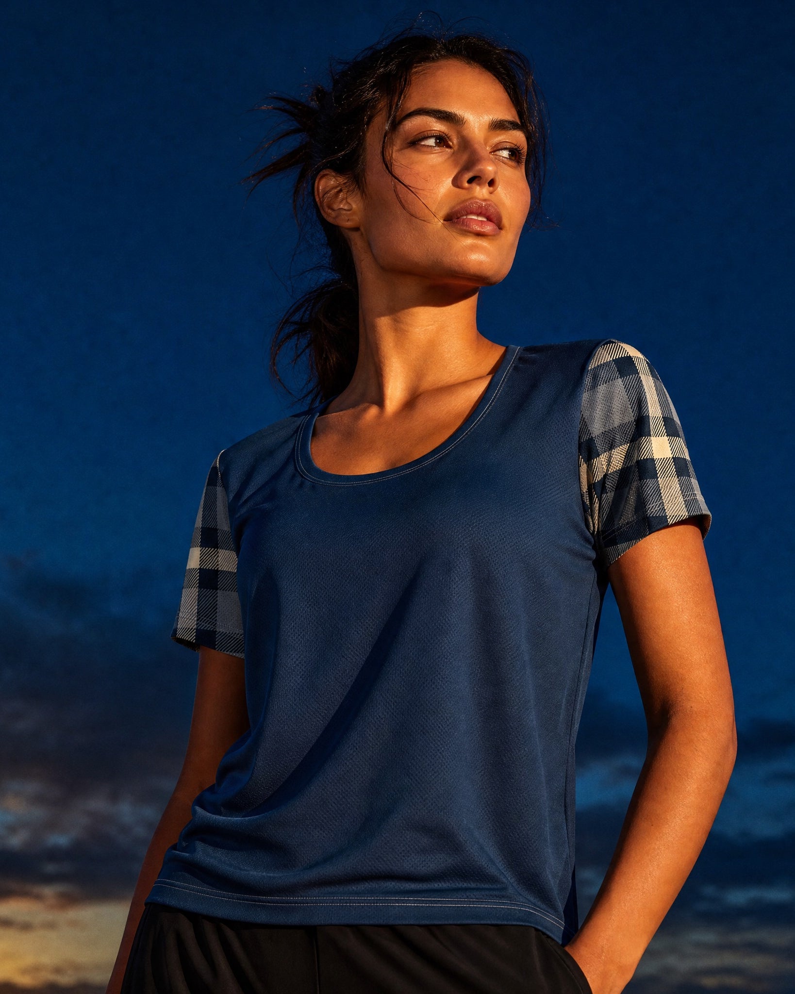 Jolly & Goode Activewear XS Cheeky Check Women's Workout Shirt Cheeky British Style