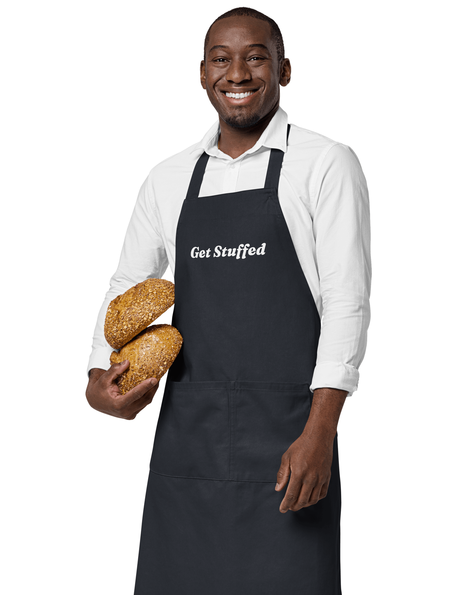 Jolly & Goode Aprons Navy Get Stuffed Organic Cotton Apron Cheeky British Style