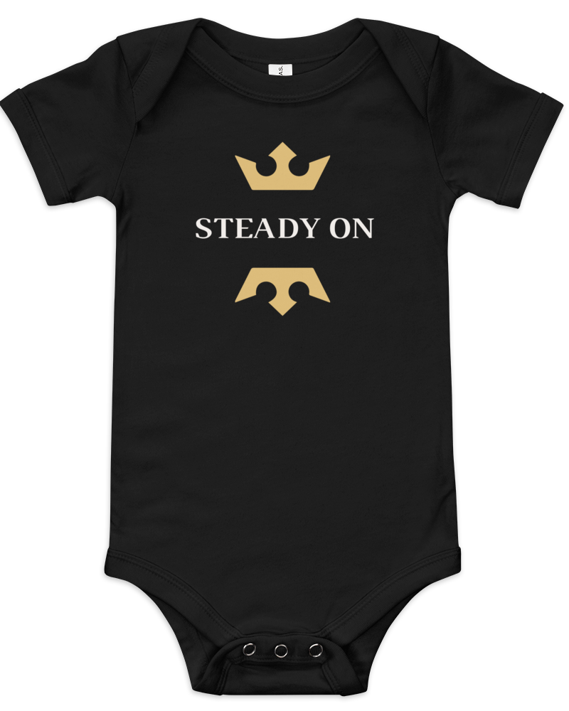 Jolly & Goode Baby One-Pieces Black / 3-6m Steady On Onesie Cheeky British Style