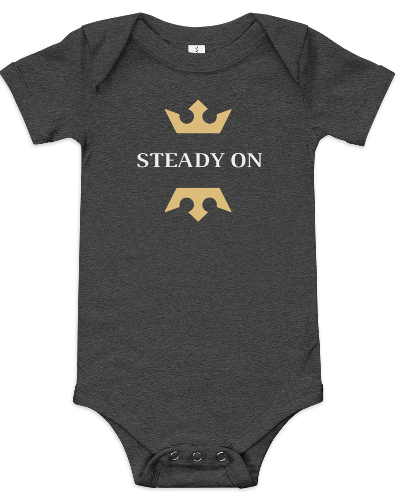 Jolly & Goode Baby One-Pieces Dark Grey Heather / 3-6m Steady On Onesie Cheeky British Style