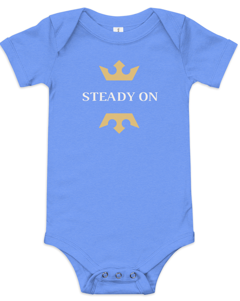 Jolly & Goode Baby One-Pieces Heather Columbia Blue / 3-6m Steady On Onesie Cheeky British Style