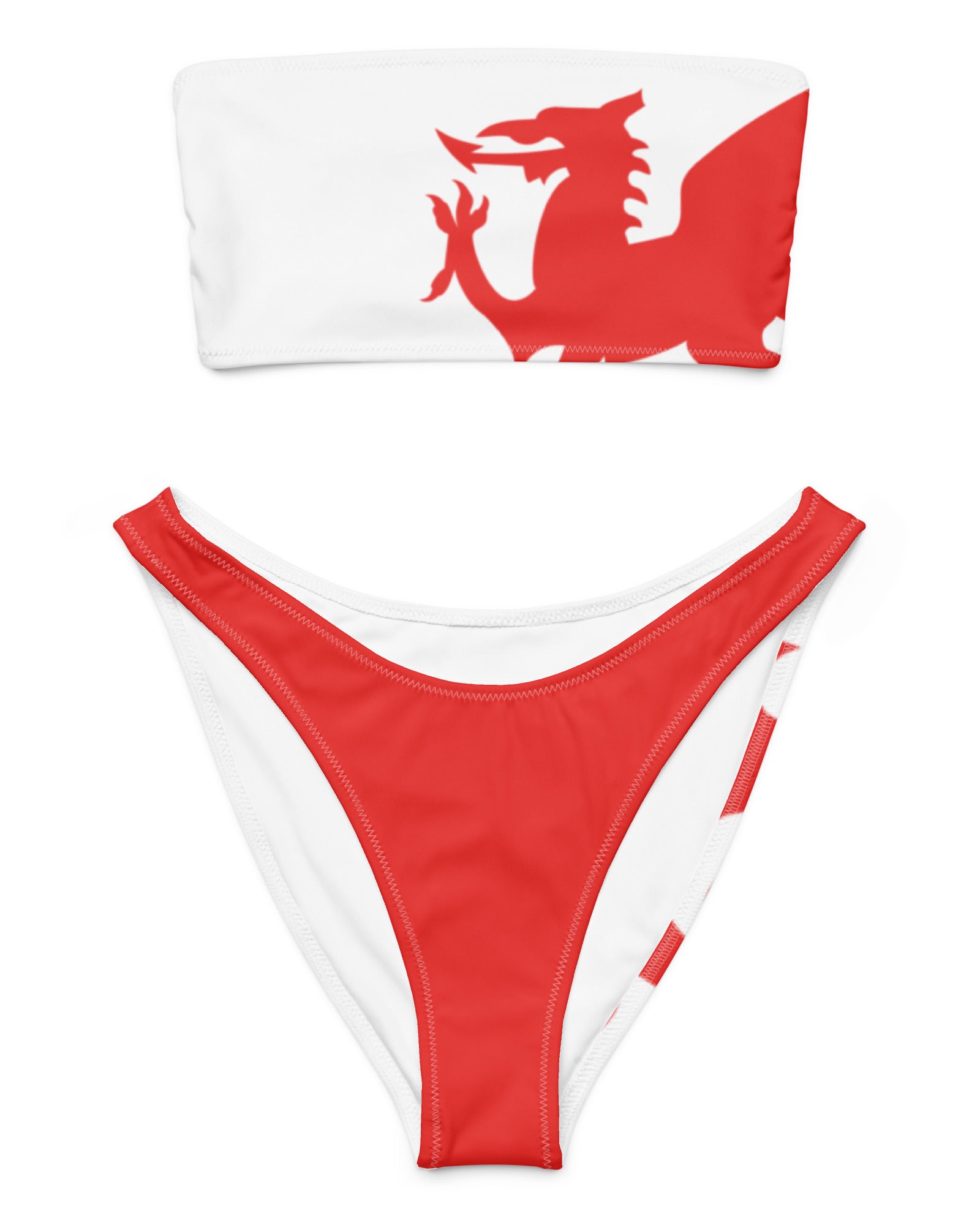 Jolly & Goode Bikini 2XS Welsh Dragon Bandeau Bikini Set Cheeky British Style