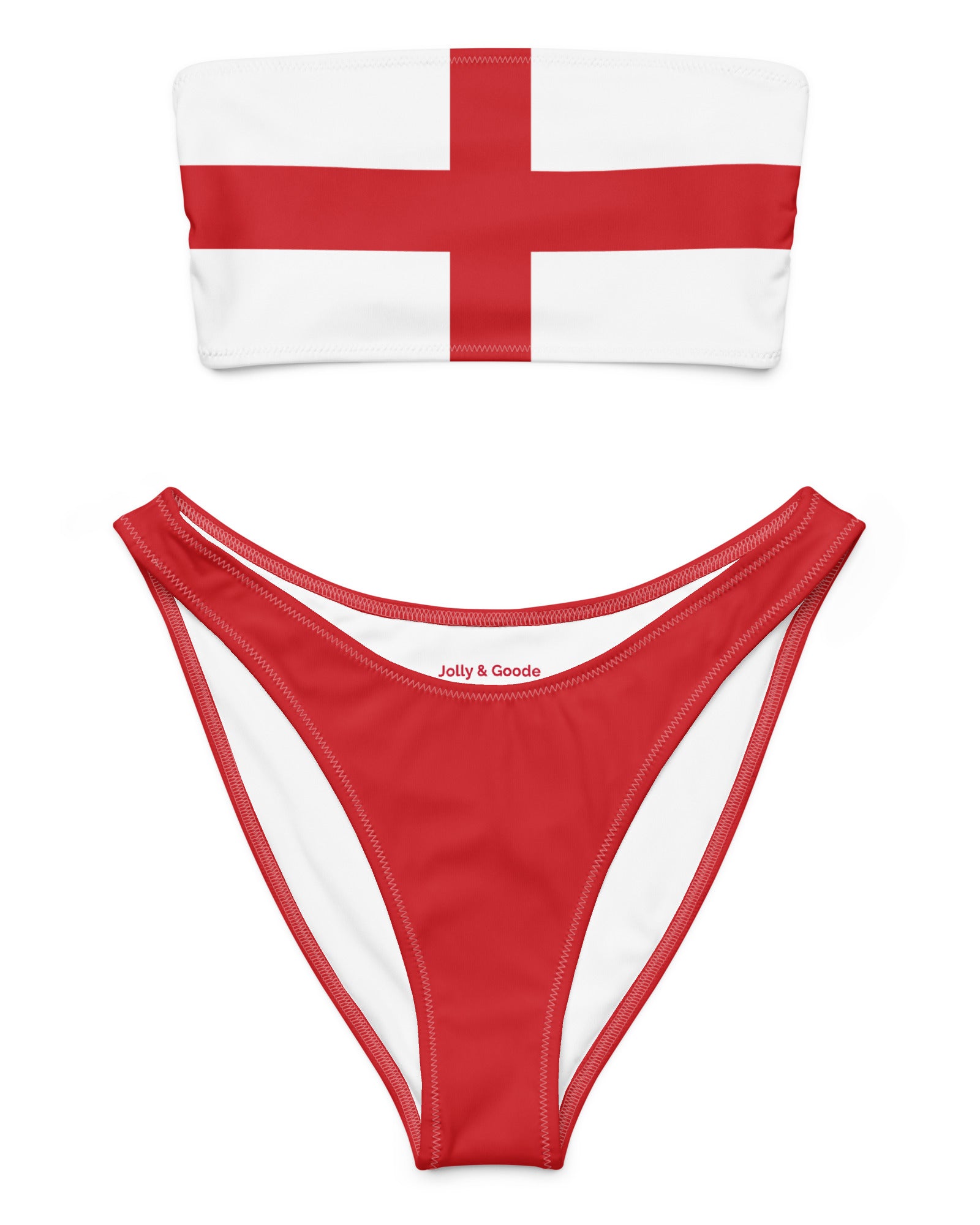 Jolly & Goode Bikini Flag of England Bandeau Bikini Set | St George's Cross Cheeky British Style