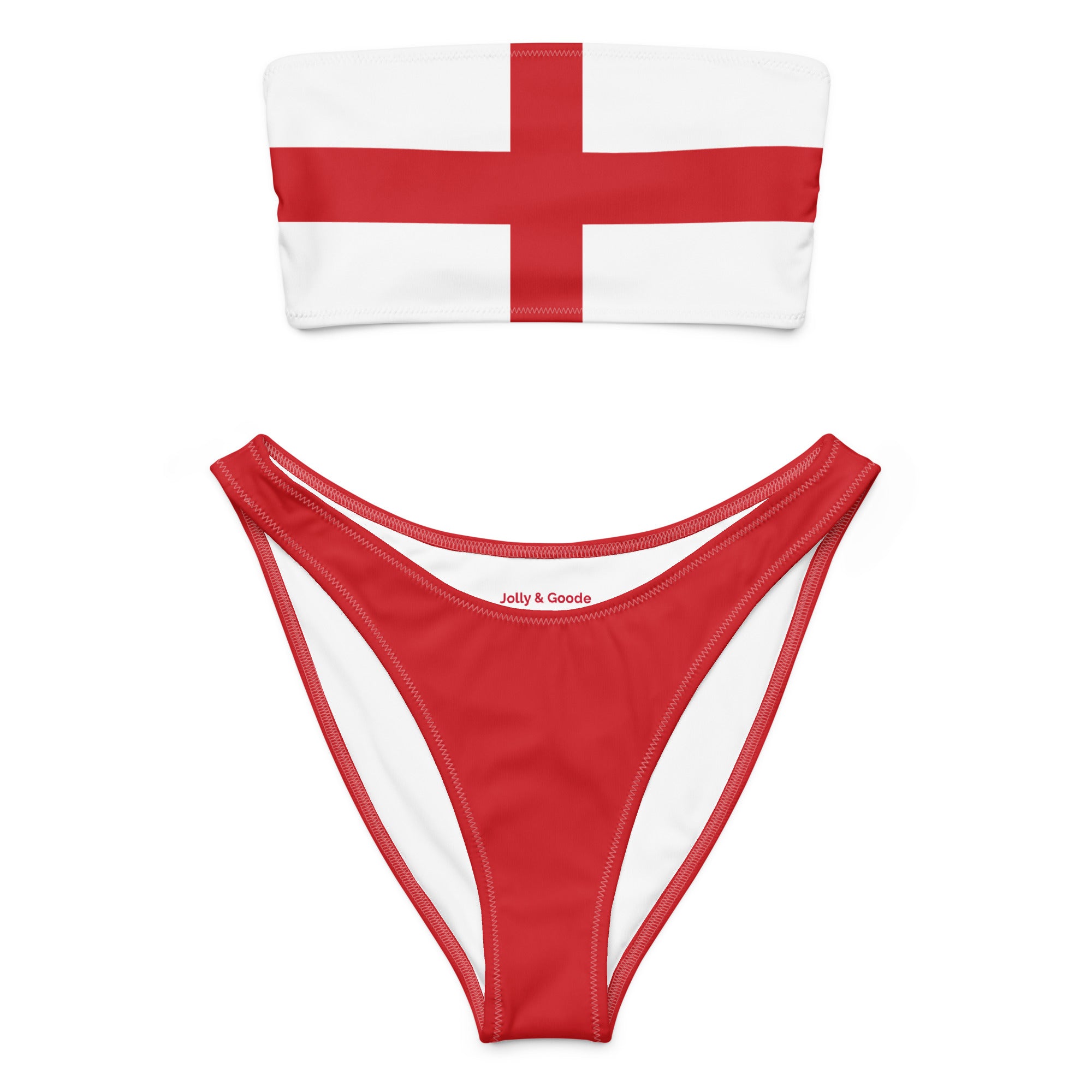 Jolly & Goode Bikini Flag of England Bandeau Bikini Set | St George's Cross Cheeky British Style