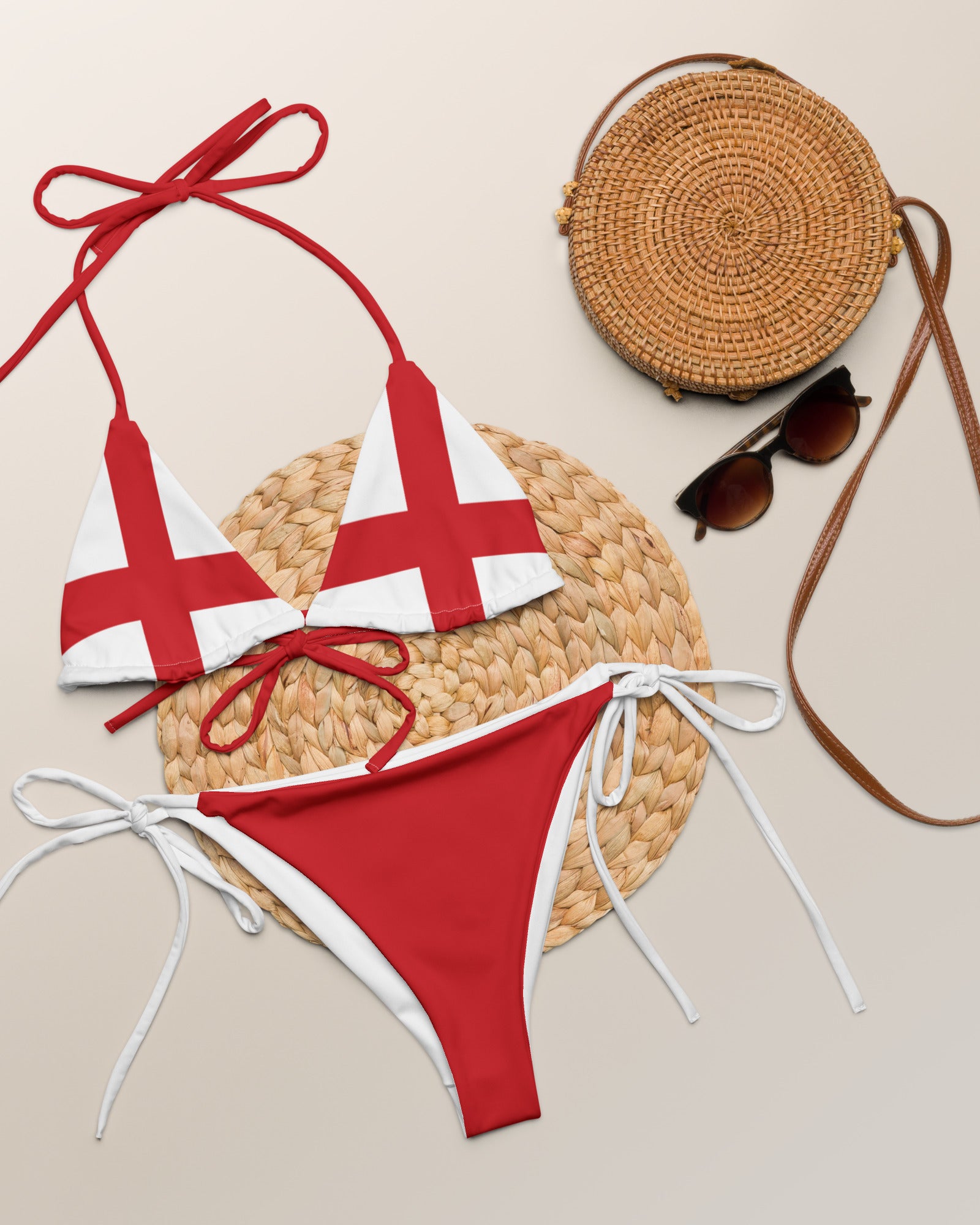 Jolly & Goode Bikini Flag of England String Bikini Set | St George's Cross Cheeky British Style