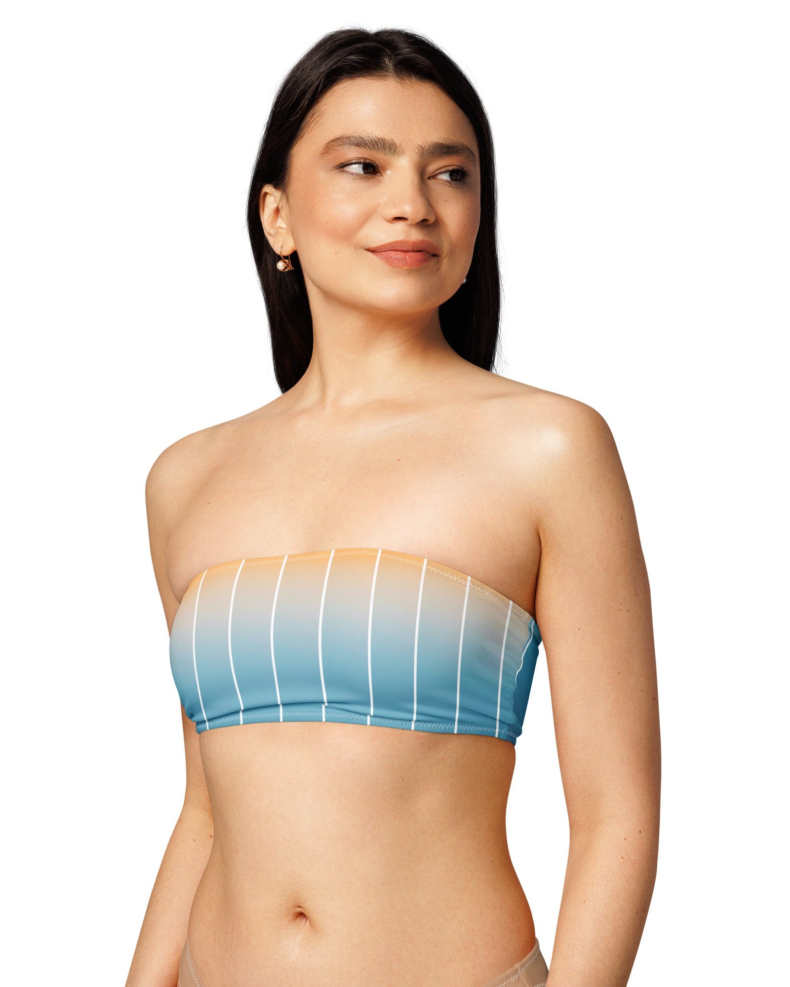 Jolly & Goode Bikini Top 2XS Magic Hour Pinstripe Bandeau Bikini Top Cheeky British Style