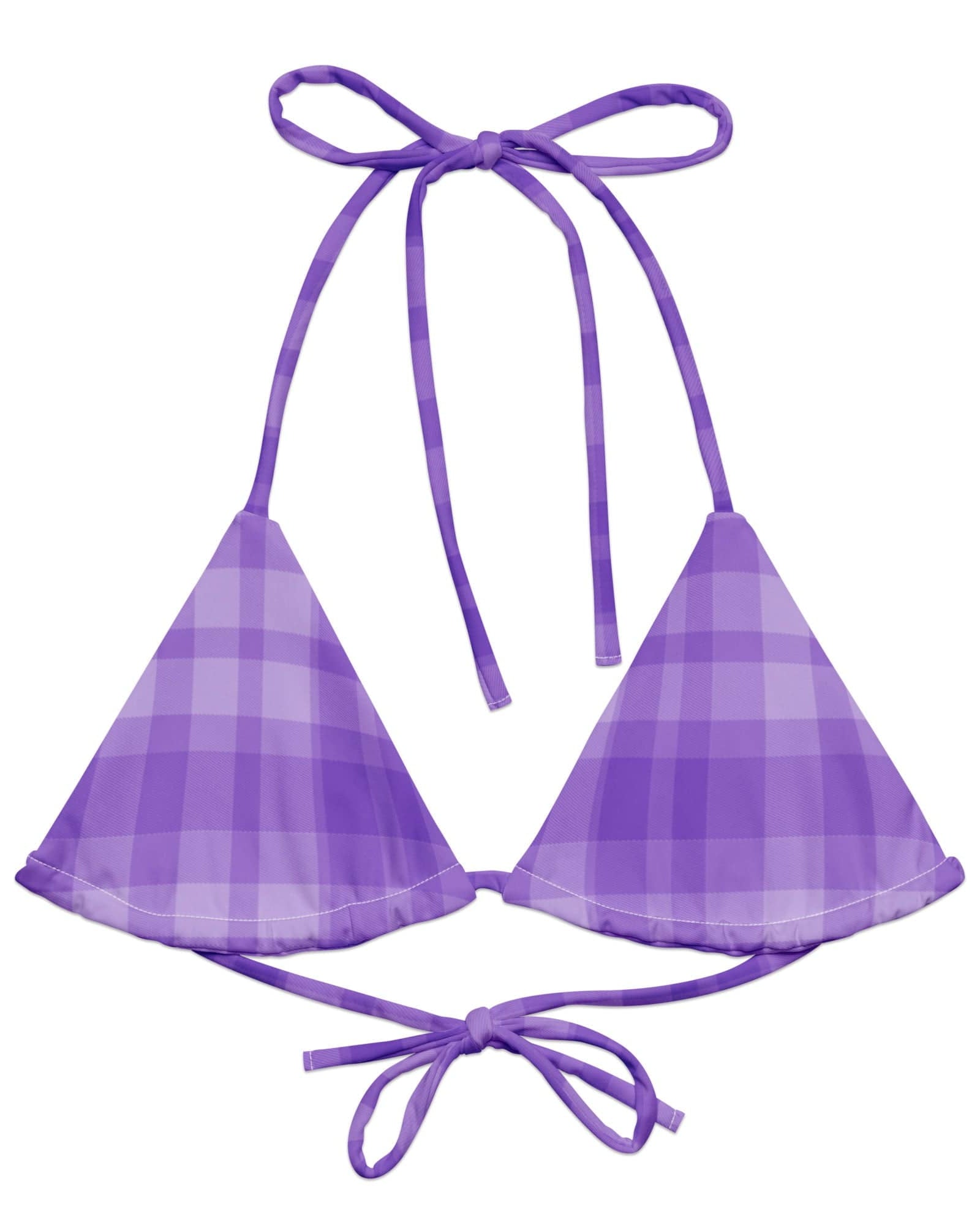 Jolly & Goode Bikini Top 2XS Tweedkini String Bikini Top | Purple Cheeky British Style