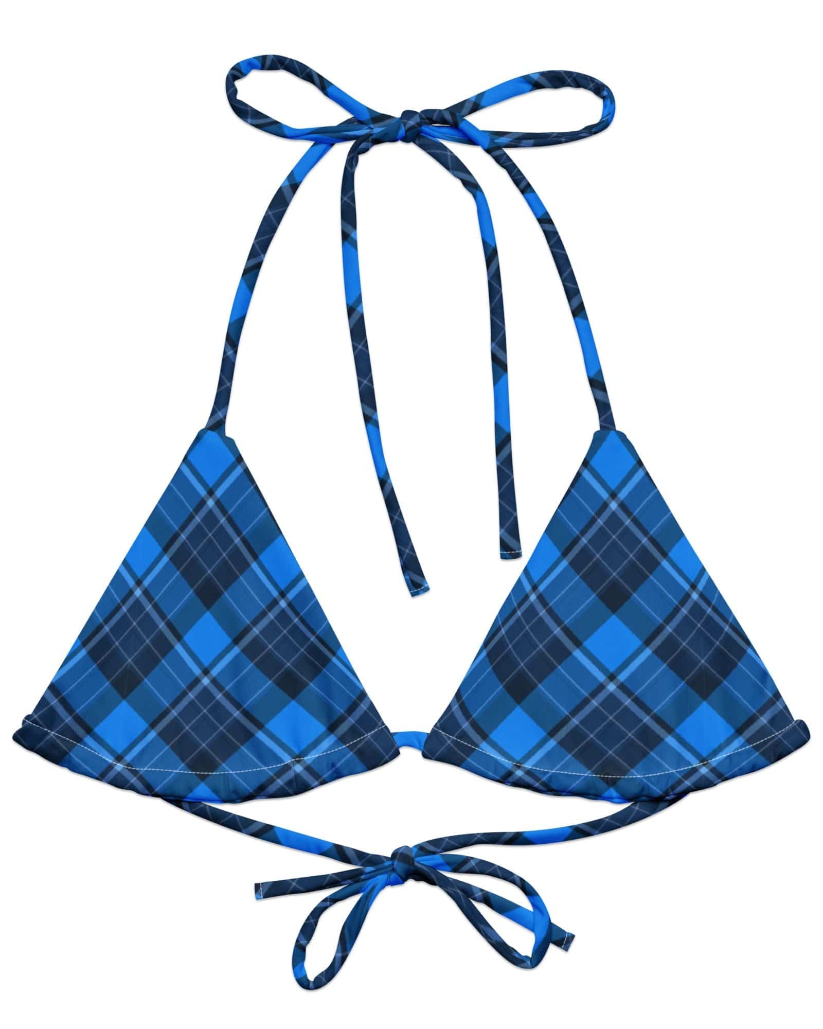 Jolly & Goode Bikini Top 2XS Tweedkini String Bikini Top | Scottish Blues Cheeky British Style