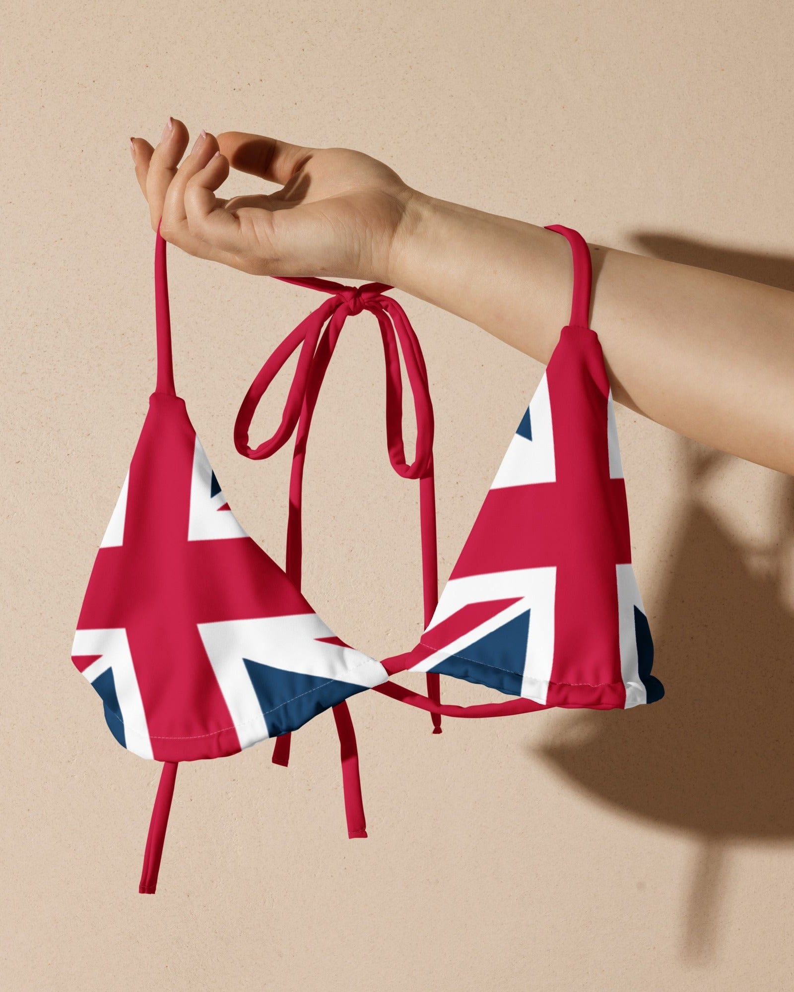 Jolly & Goode Bikini Top 2XS Union Jack String Bikini Top | Red Strings | Removable Padding Cheeky British Style
