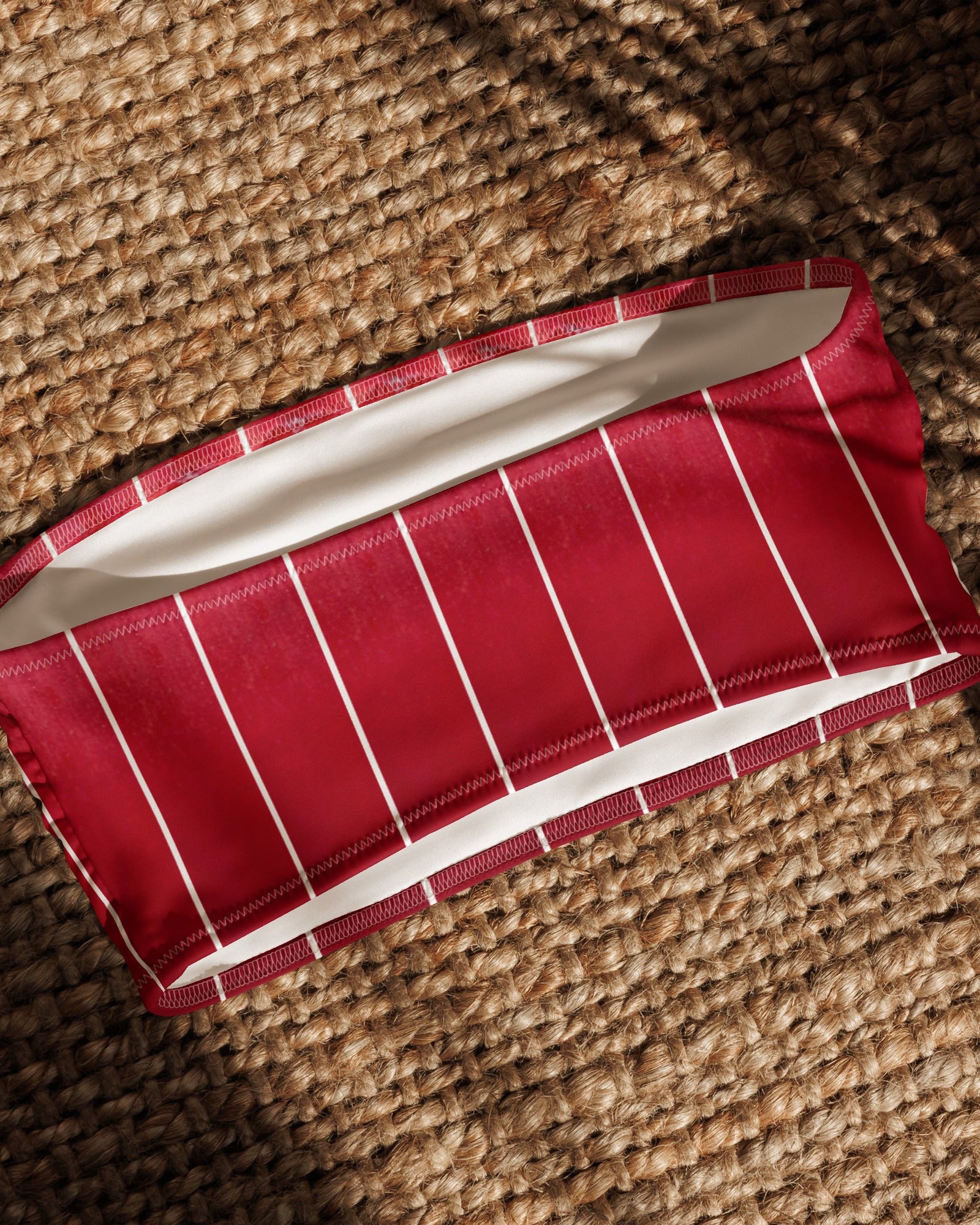 Jolly & Goode Bikini Top Red Rose Petal Pinstripe Bandeau Bikini Top Cheeky British Style