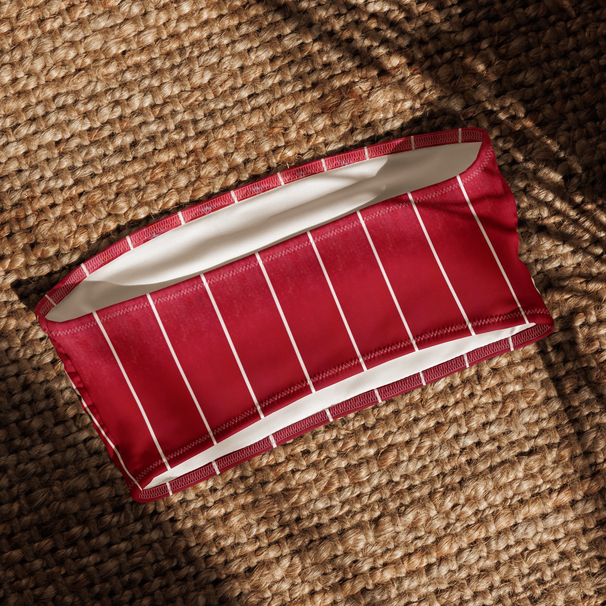 Jolly & Goode Bikini Top Red Rose Petal Pinstripe Bandeau Bikini Top Cheeky British Style