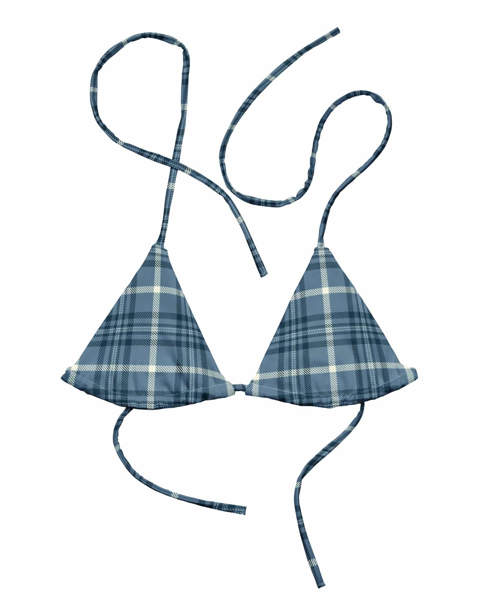 Jolly & Goode Bikini Top Tweedkini String Bikini Top | Blue Cheeky British Style