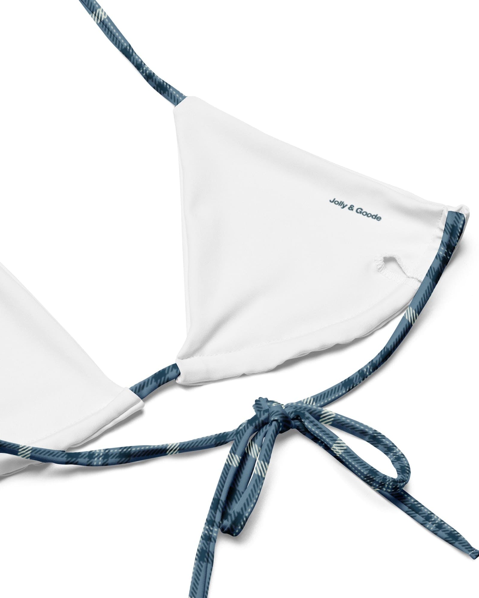 Jolly & Goode Bikini Top Tweedkini String Bikini Top | Blue Cheeky British Style