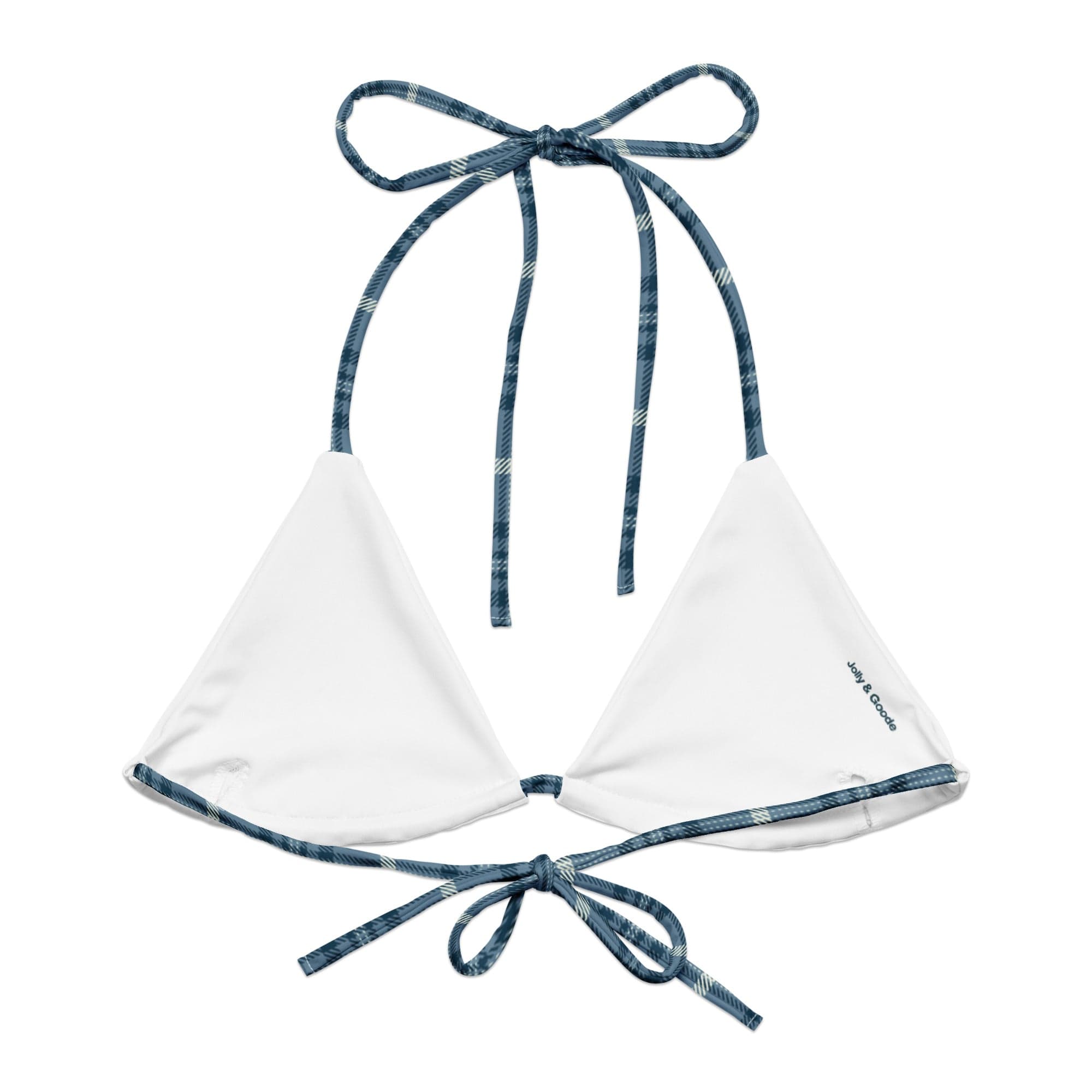 Jolly & Goode Bikini Top Tweedkini String Bikini Top | Blue Cheeky British Style