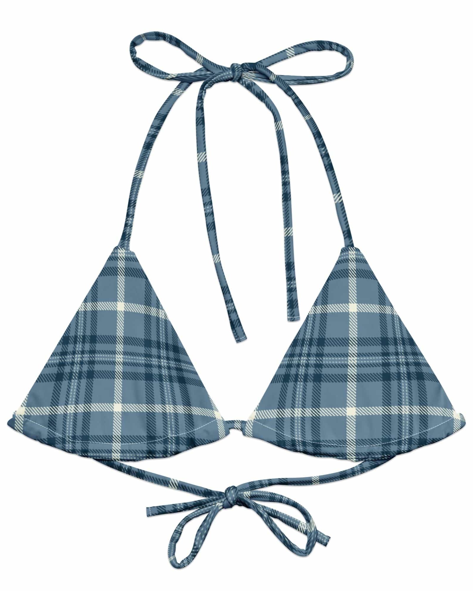 Jolly & Goode Bikini Top Tweedkini String Bikini Top | Blue Cheeky British Style