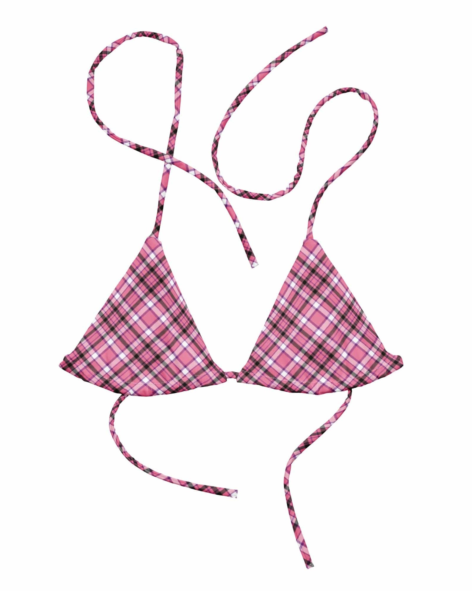 Jolly & Goode Bikini Top Tweedkini String Bikini Top | Pink & Black Cheeky British Style