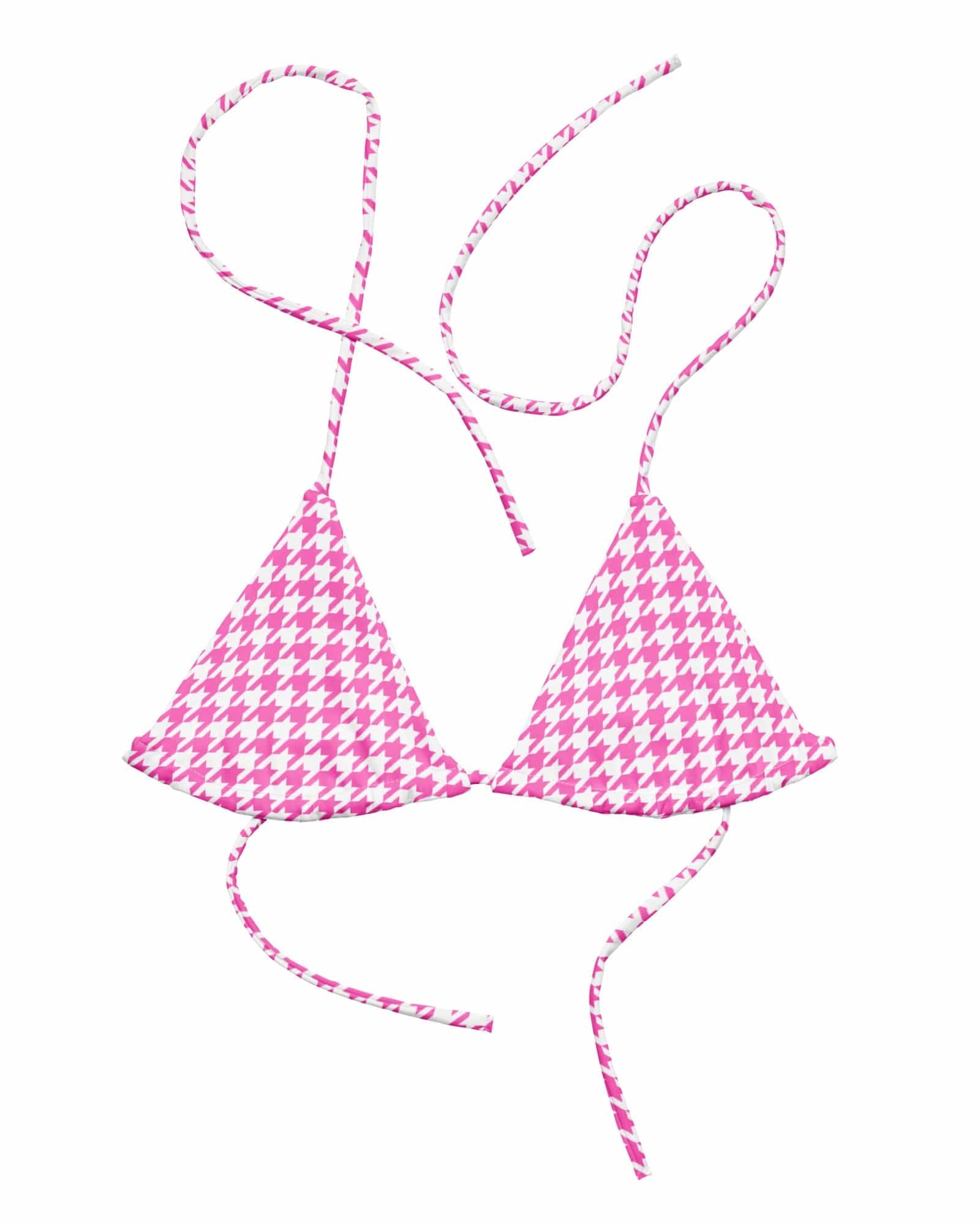 Jolly & Goode Bikini Top Tweedkini String Bikini Top | Pink Houndstooth Cheeky British Style