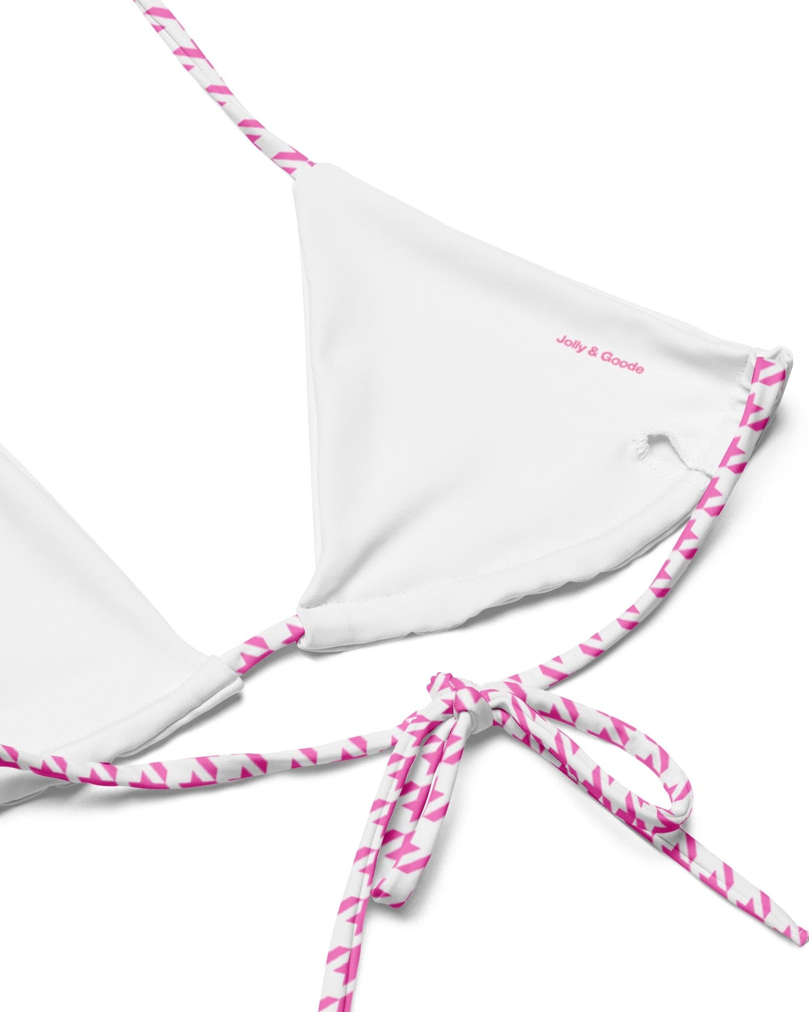Jolly & Goode Bikini Top Tweedkini String Bikini Top | Pink Houndstooth Cheeky British Style